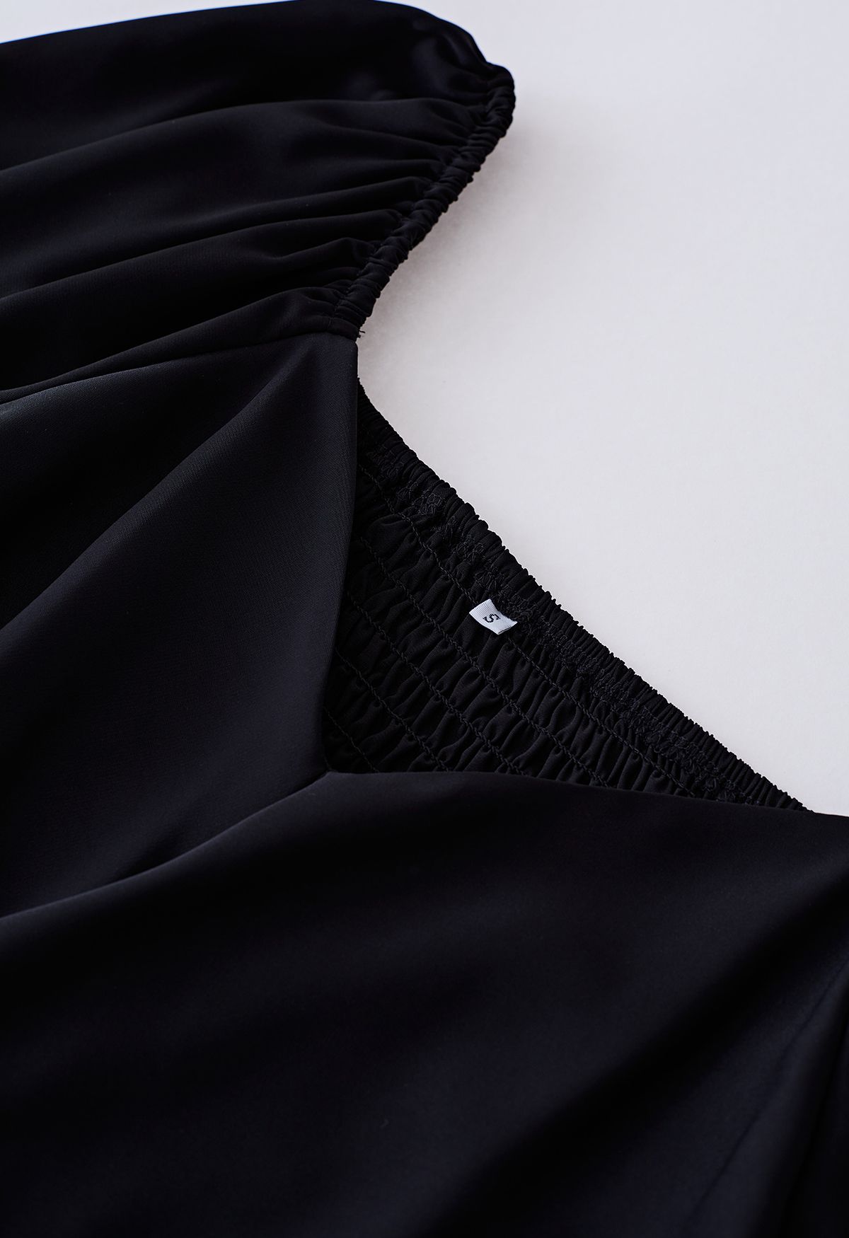 Cross Ribbon Flutter Sleeves Ruffle Dress in Black