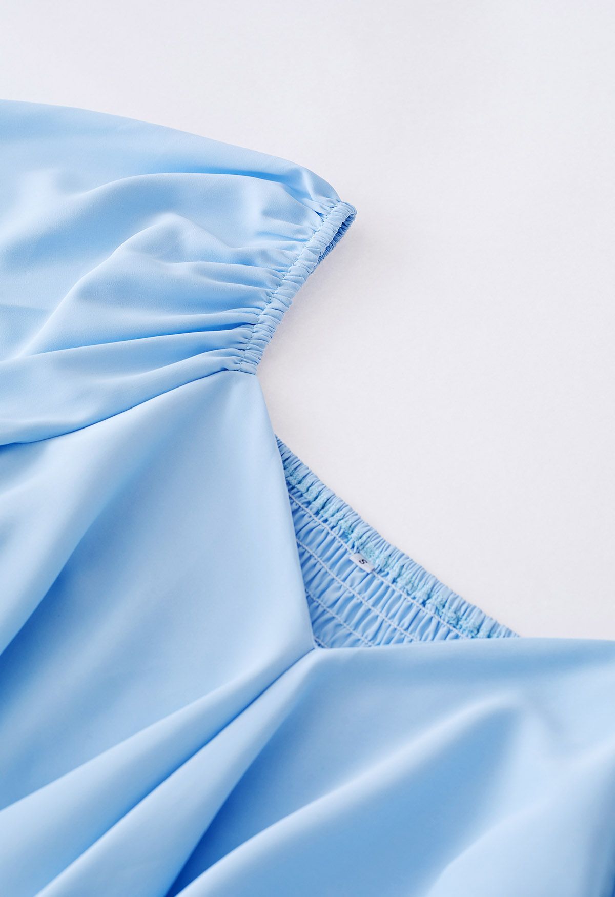 Cross Ribbon Flutter Sleeves Ruffle Dress in Blue