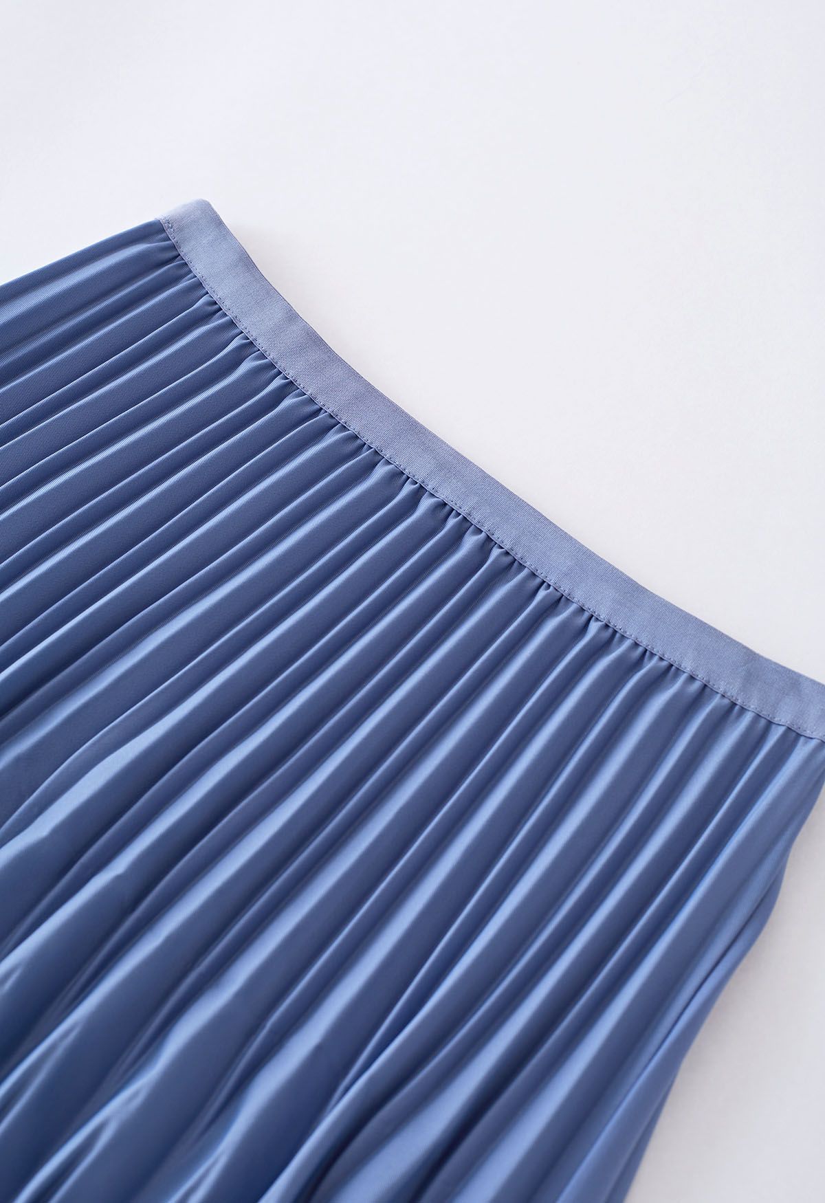 Irregular Pleated Midi Skirt in Dusty Blue