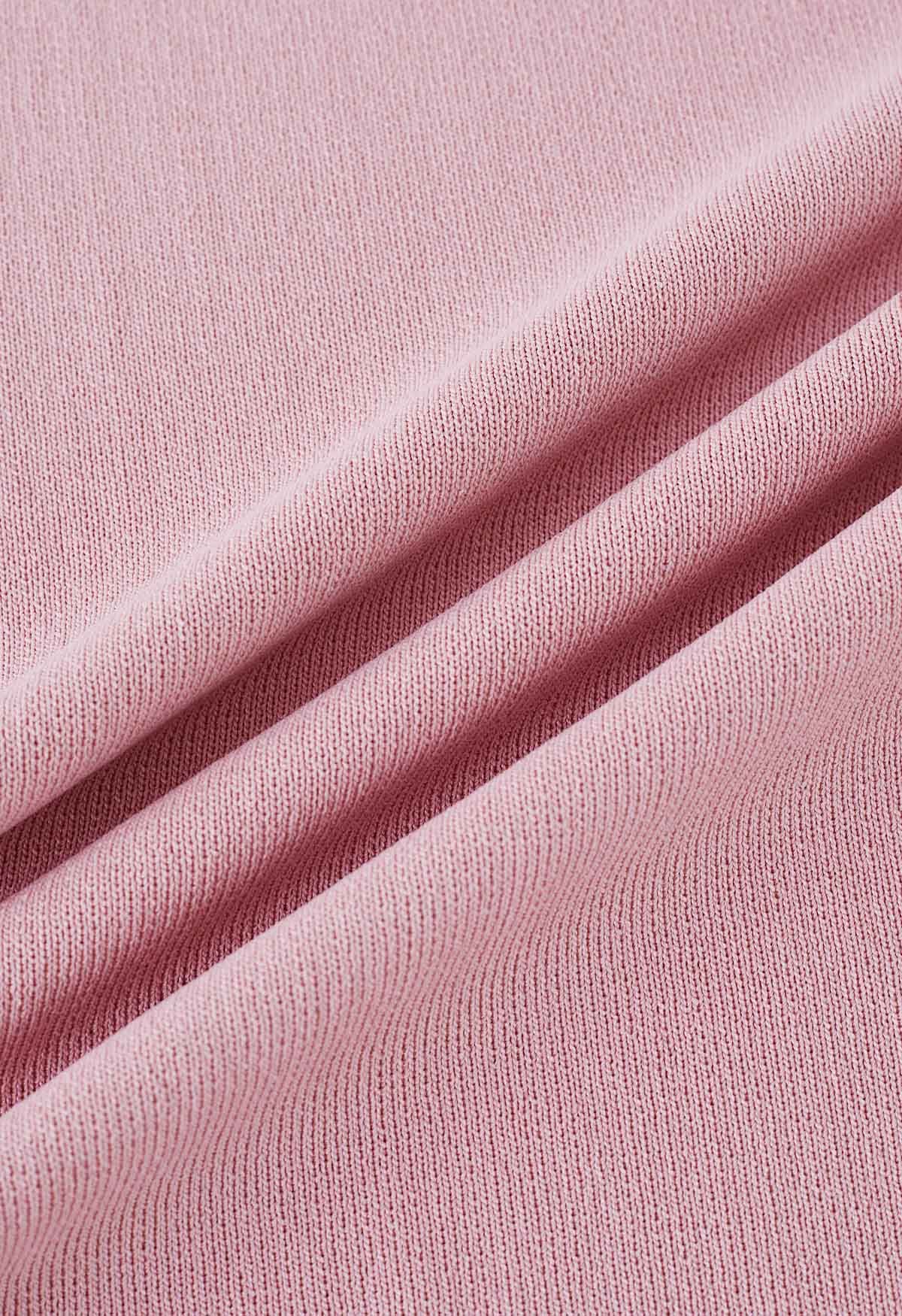 Cutout Neckline Bodycon Knit Dress in Pink