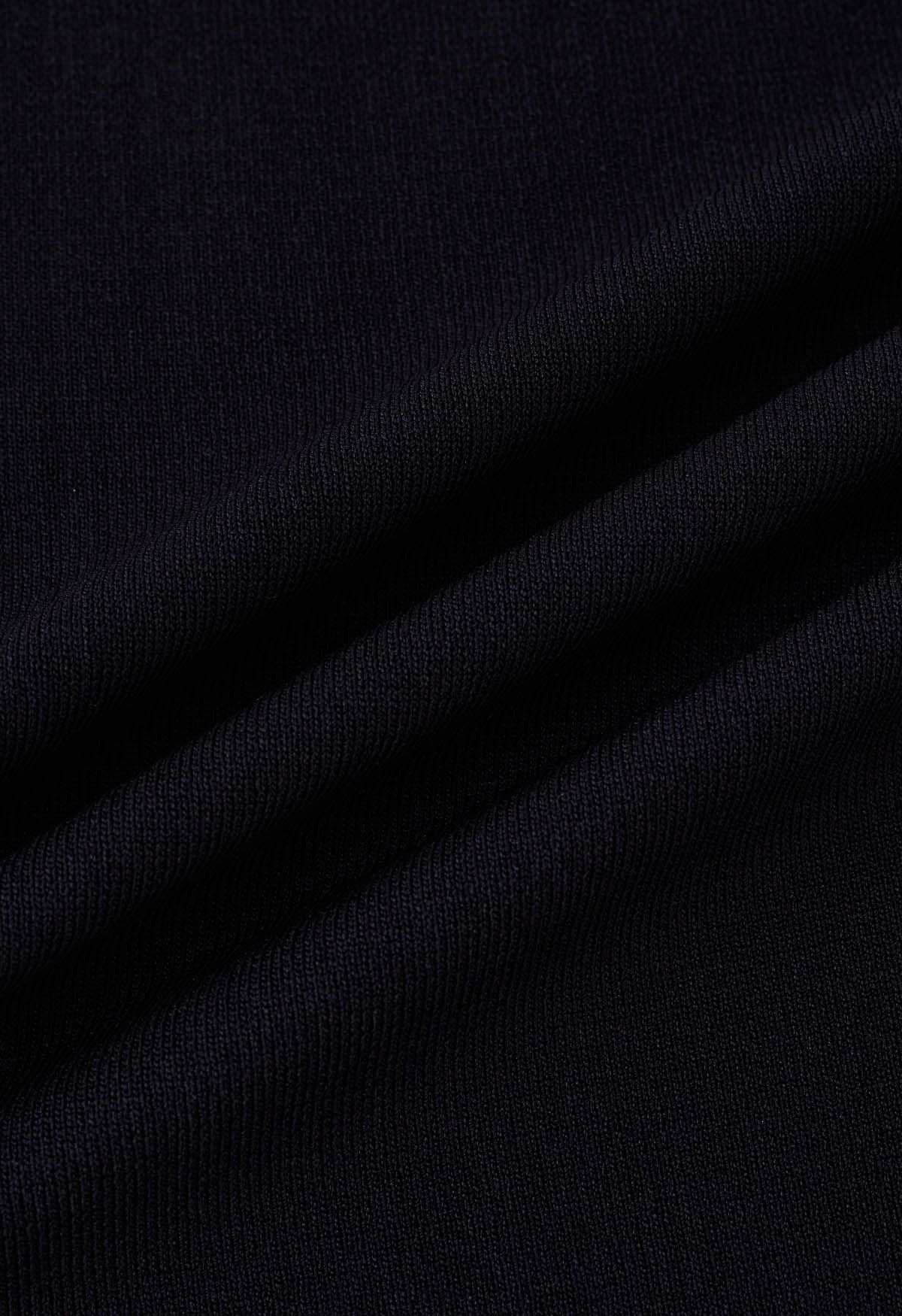 Cutout Neckline Bodycon Knit Dress in Black