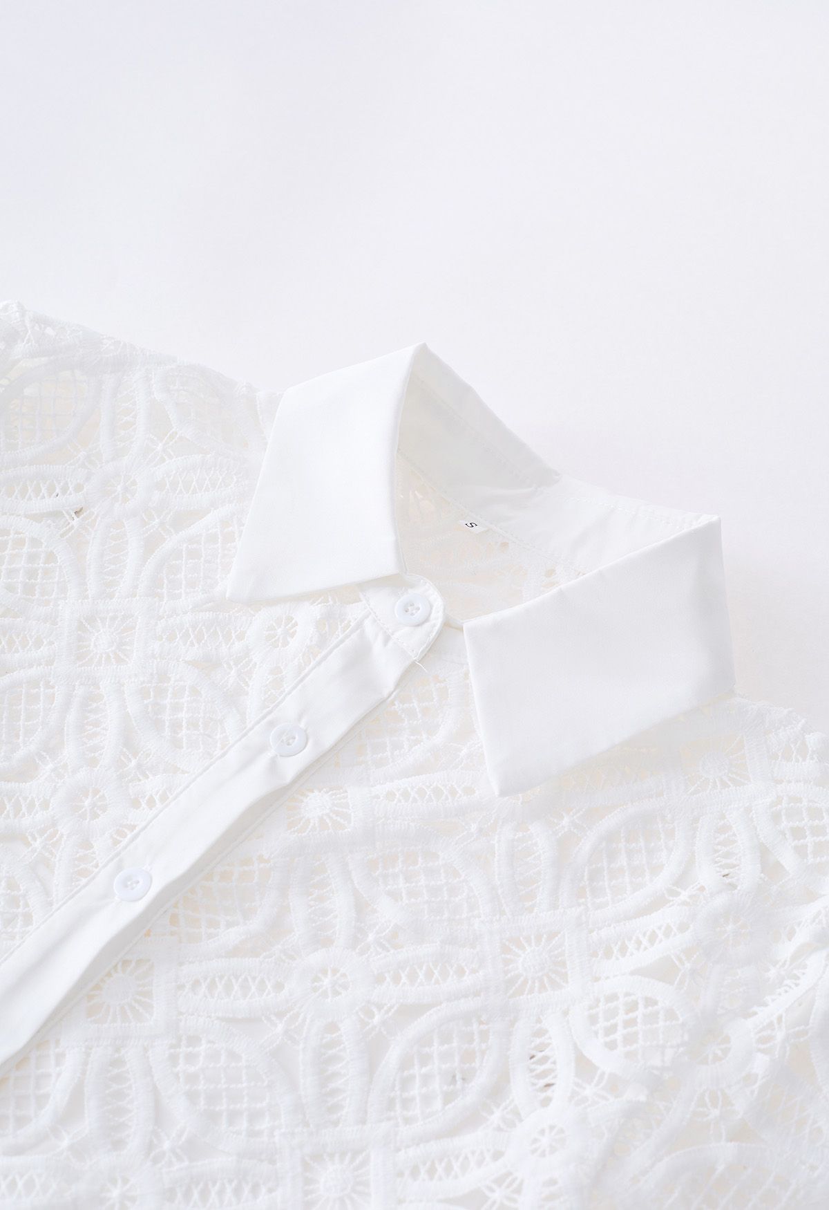 Delicate Cutwork Lace Button Down Dress in White