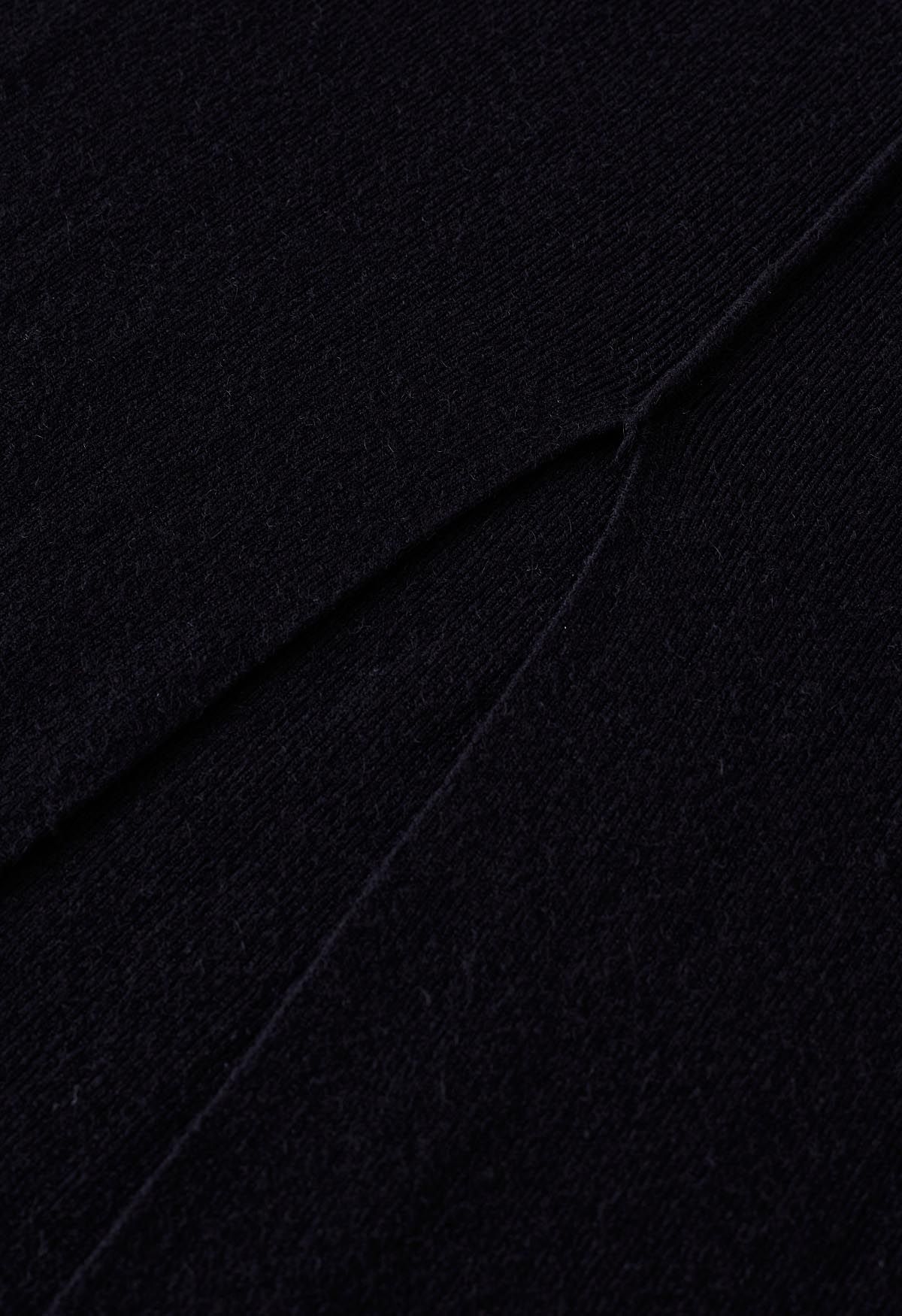Front Slit Bodycon Knit Dress in Black