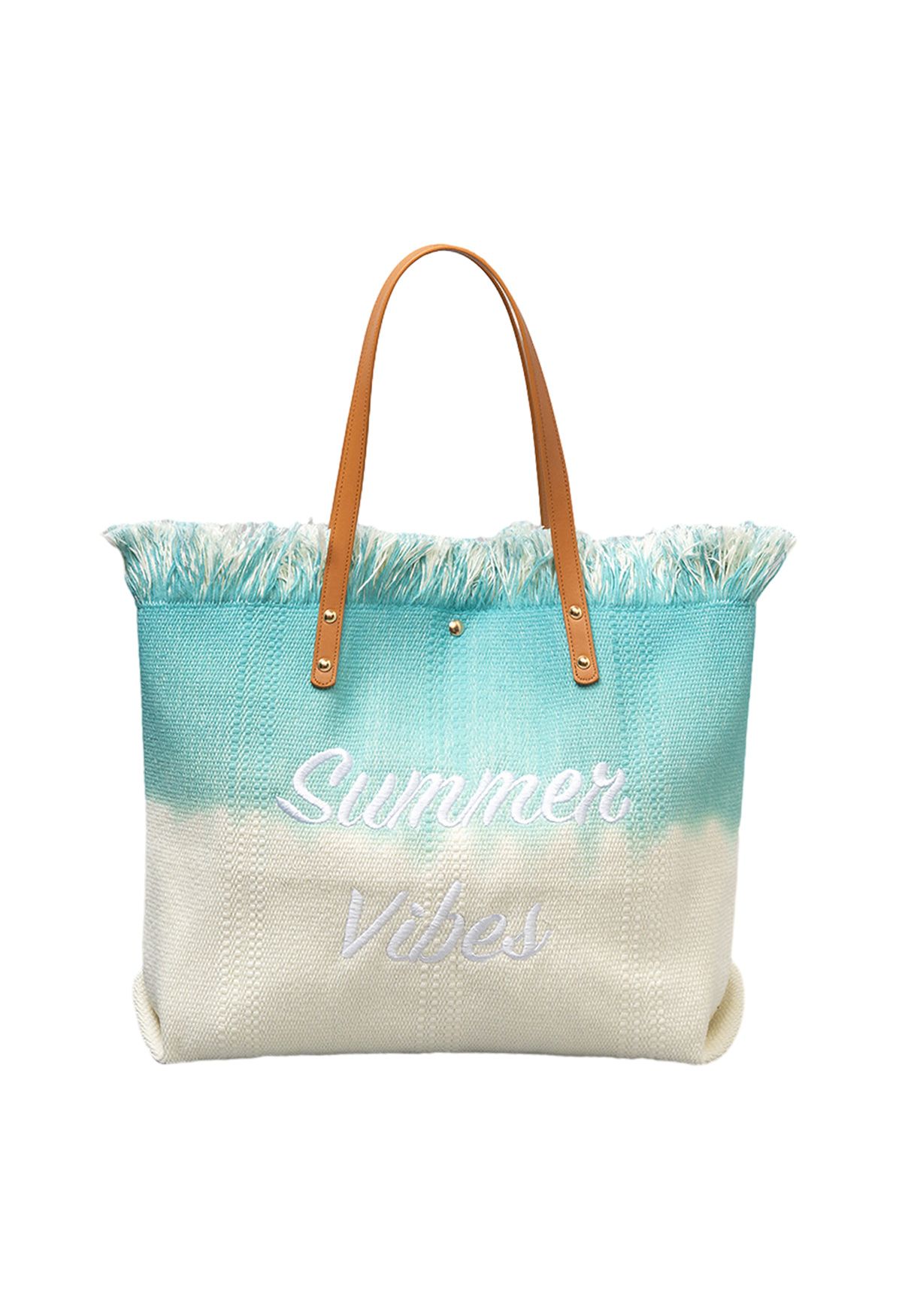 Summer Vibes Two-Tone Canvas Tote Bag in Mint