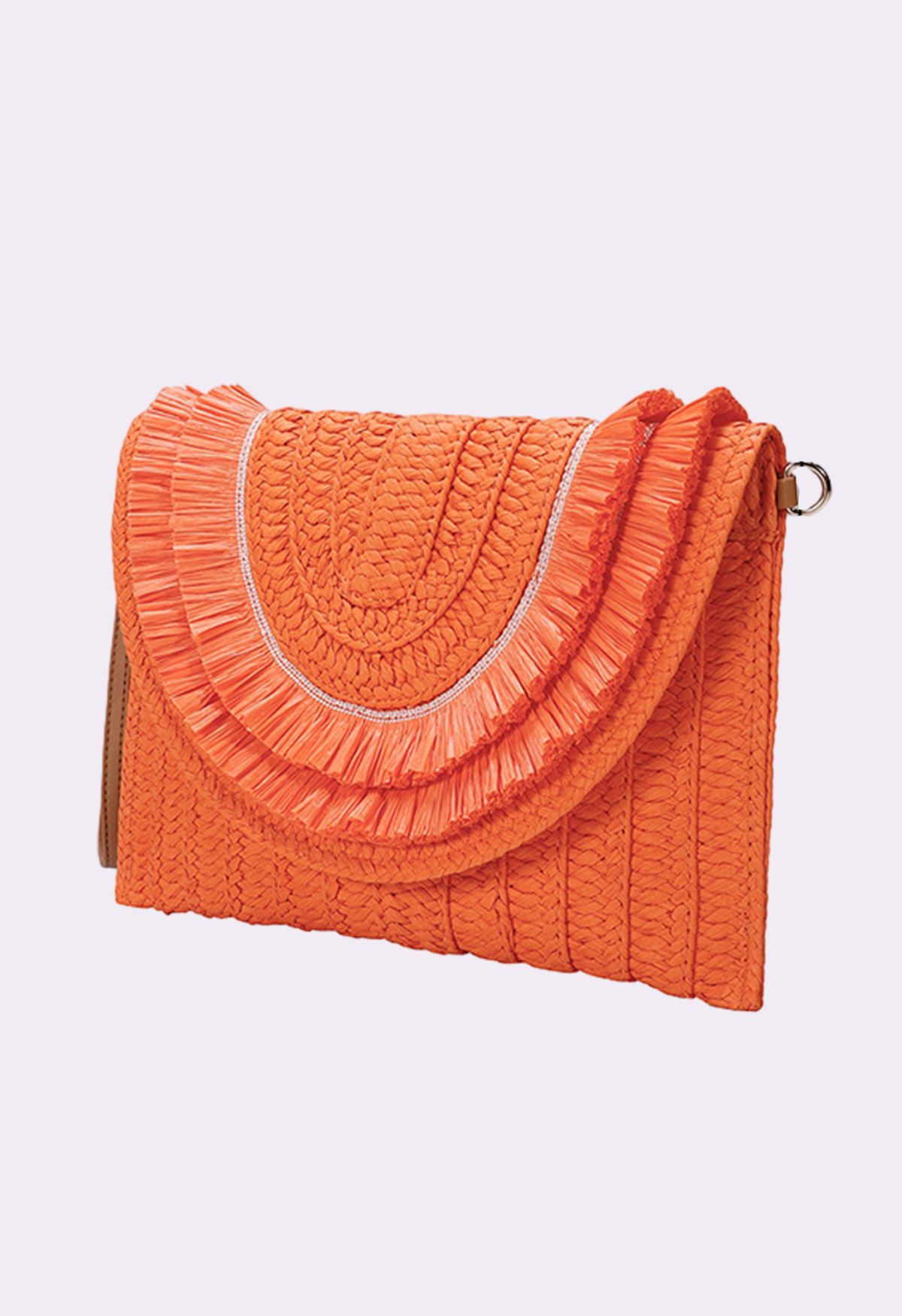 Raffia Solid Color Envelope Bag in Orange