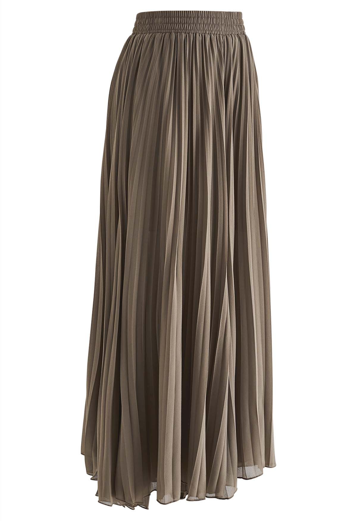 Full Pleats Wide Leg Pull-On Pants in Brown - Retro, Indie and Unique ...