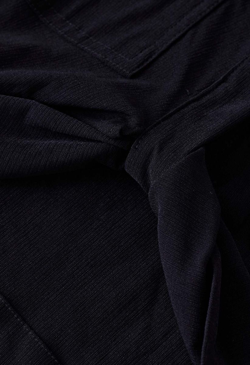 Front Tie Flap Pocket Crop Shirt in Black - Retro, Indie and Unique Fashion