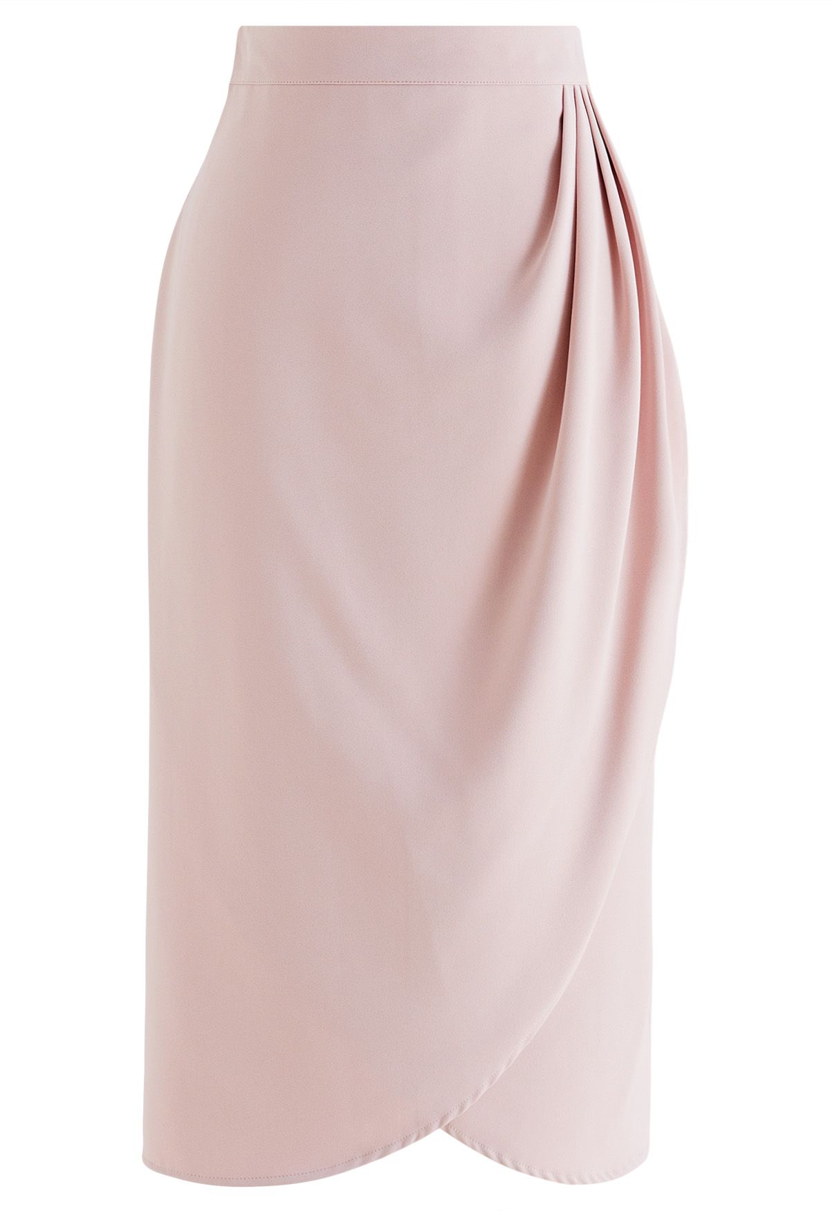 Side Pleated Tulip Midi Skirt in Pink - Retro, Indie and Unique Fashion