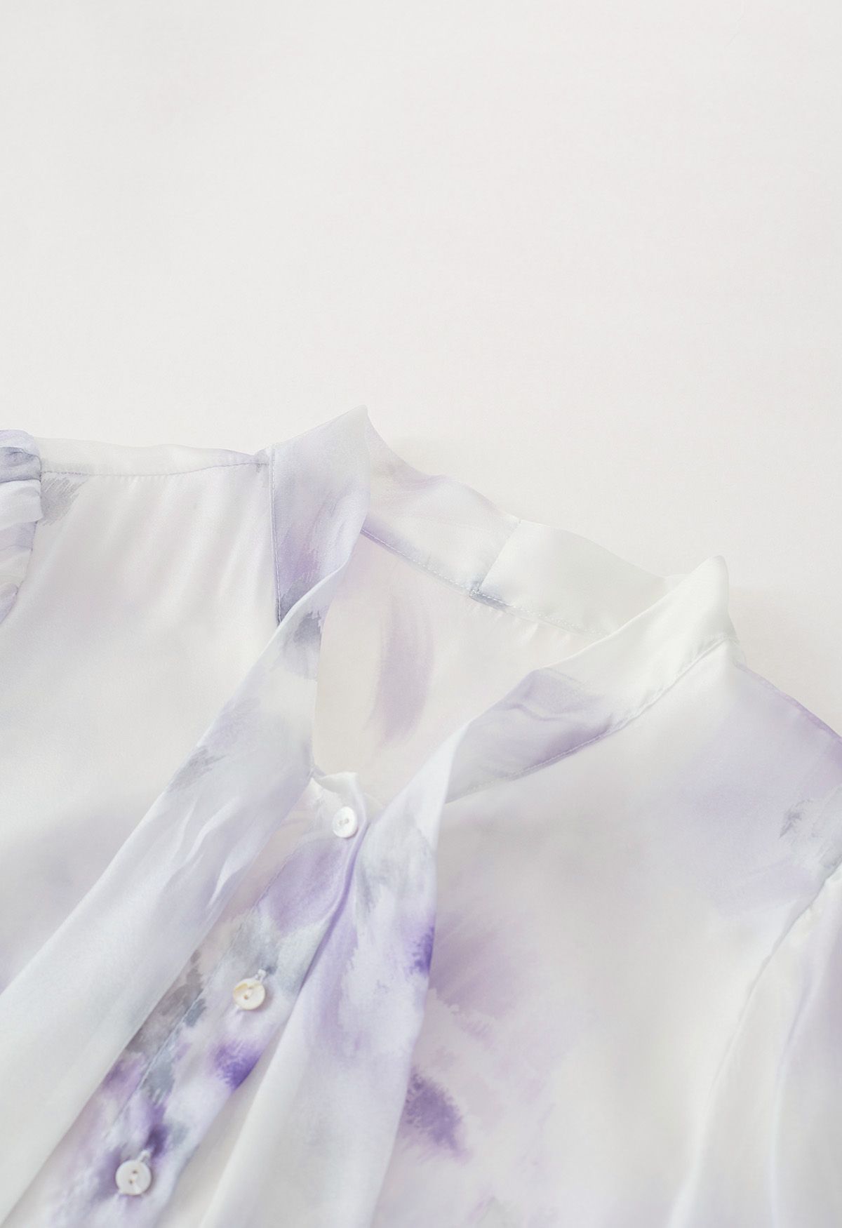 Watercolor Floral Bowknot Sheer Shirt in Lavender - Retro, Indie and ...
