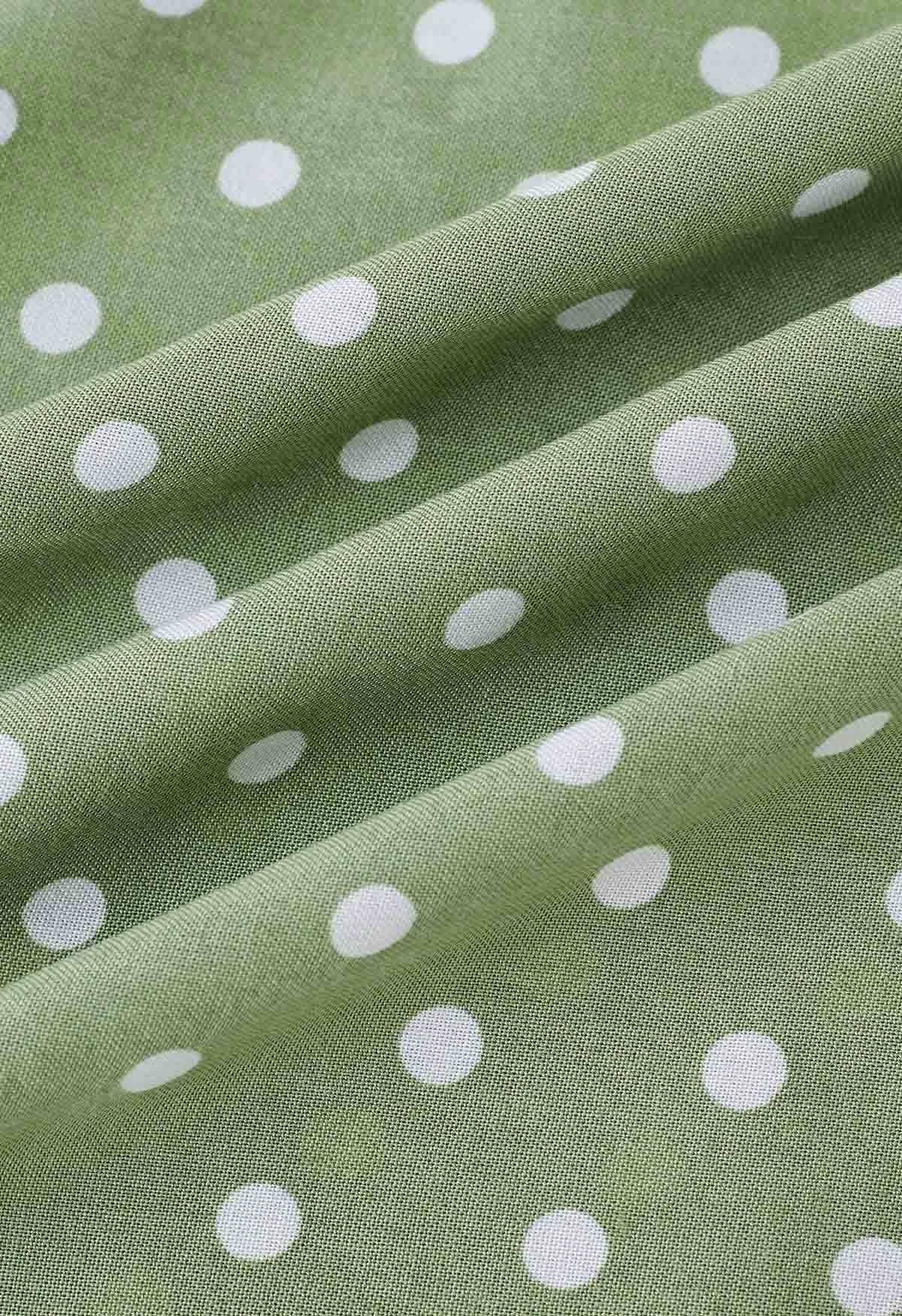 Halter Neck Tie Waist Maxi Dress in Green Dots - Retro, Indie and ...