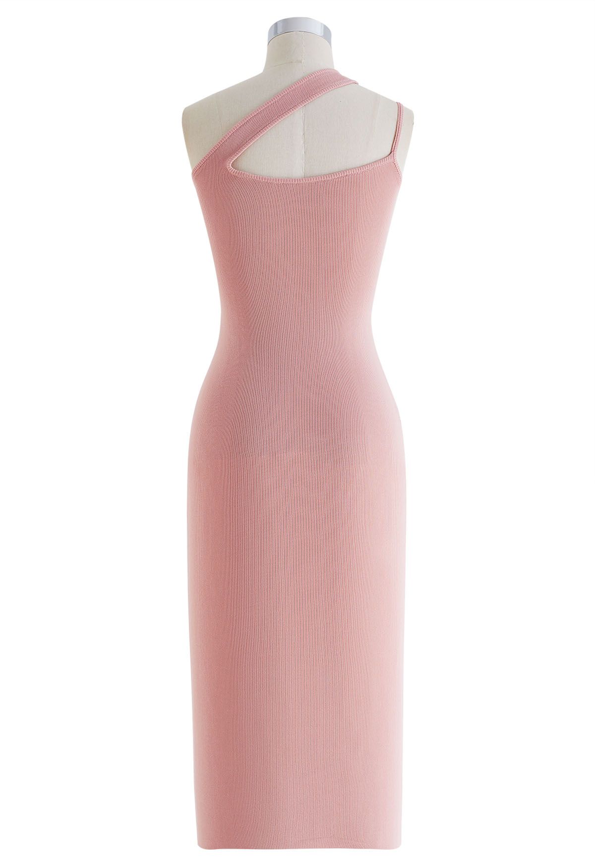 Asymmetric Straps Bodycon Knit Dress in Pink
