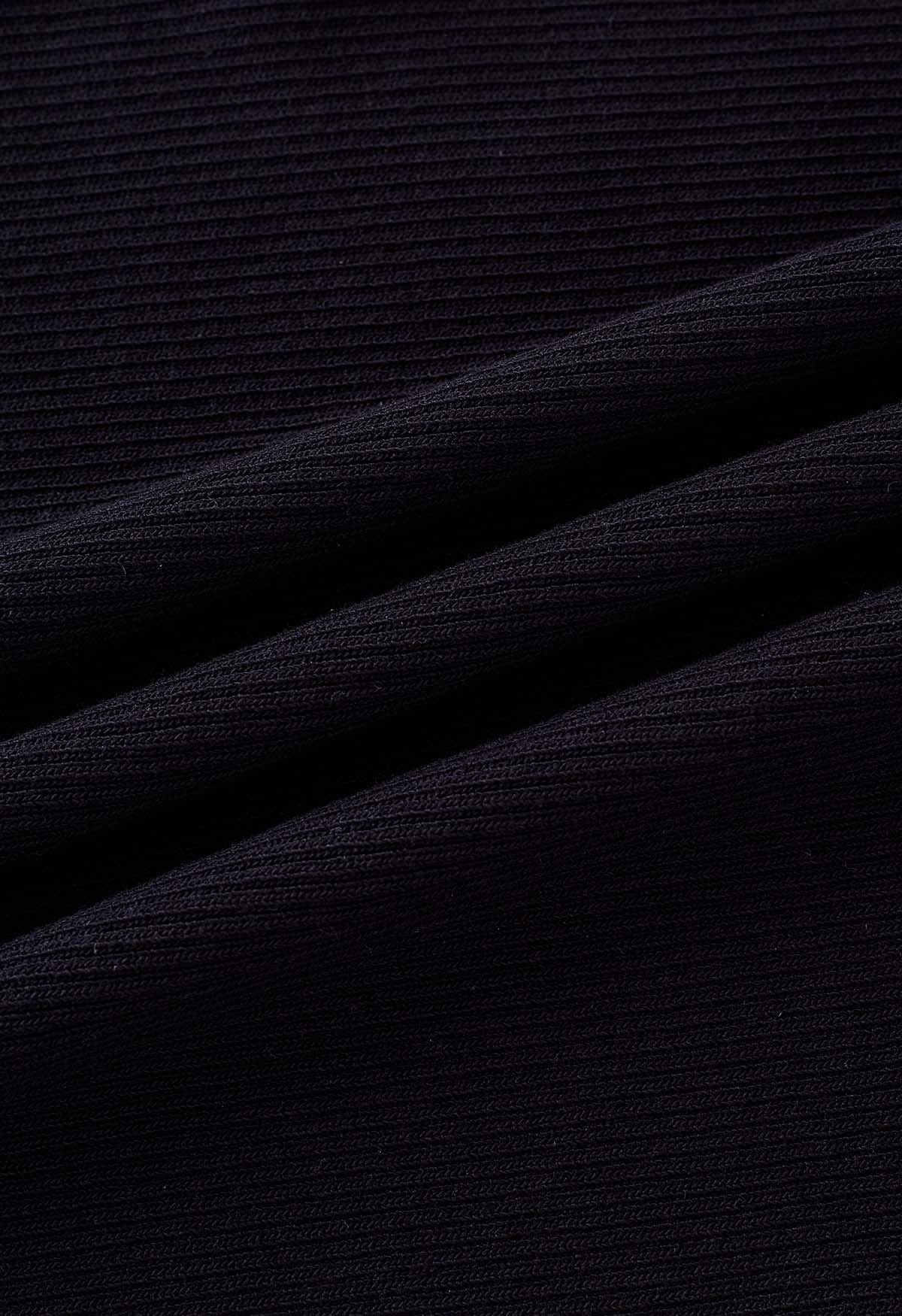 Twist Front Bodycon Knit Cami Dress in Black