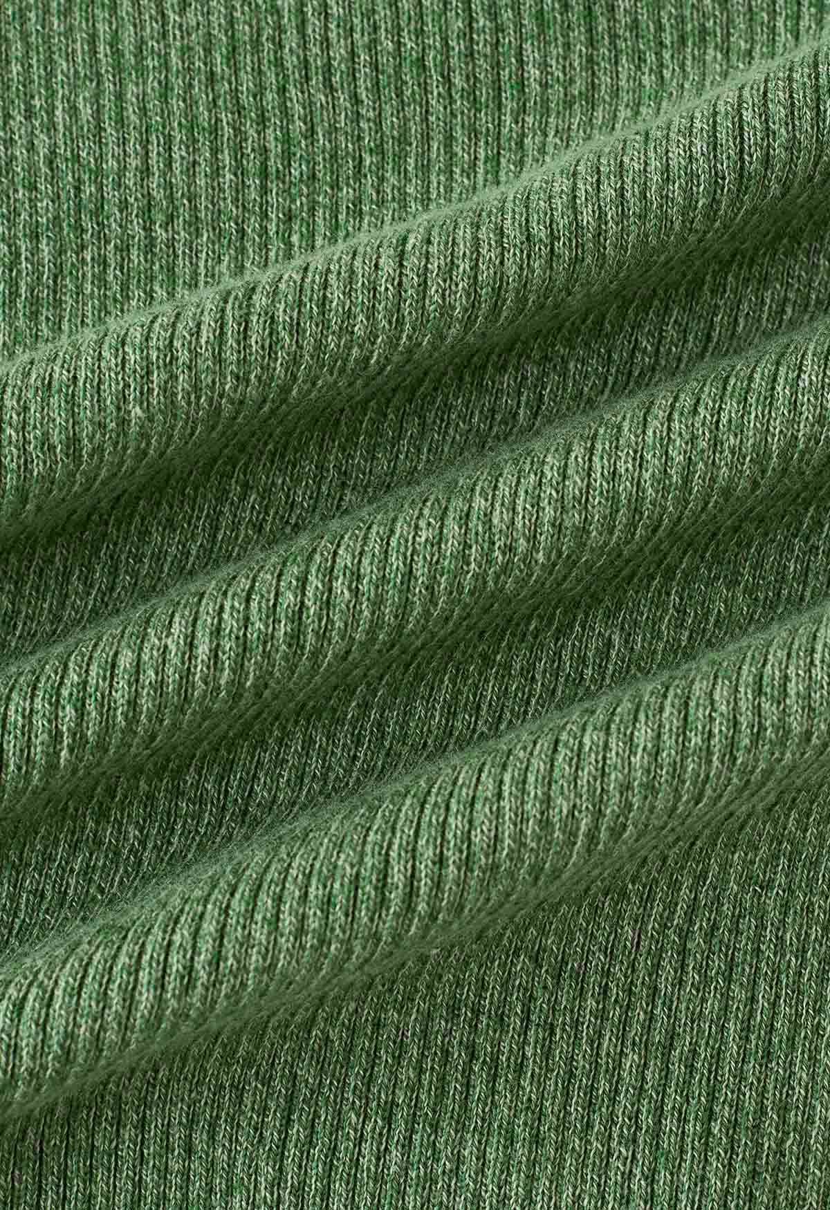 Back Drawstring Sleeveless Knit Top in Green