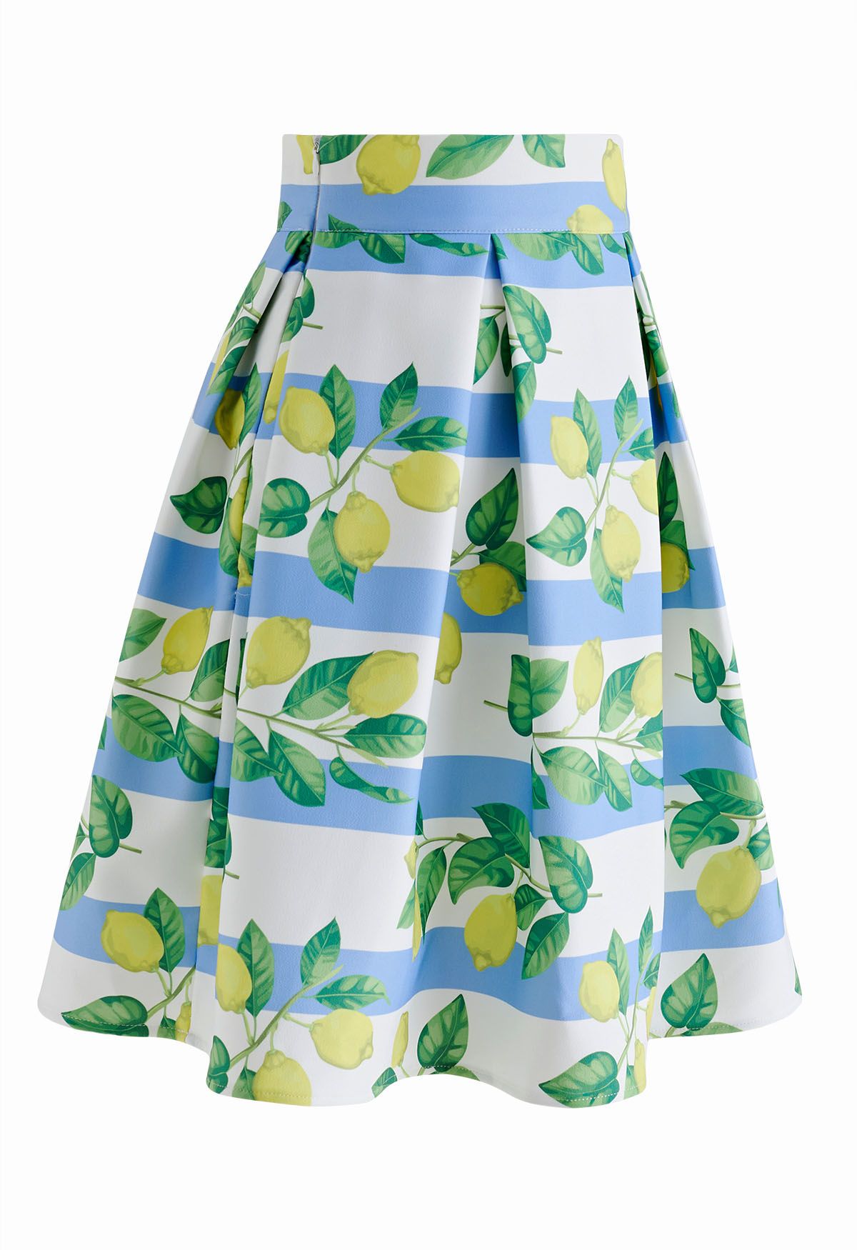 Lemon Branch Stripe Pleated Skirt