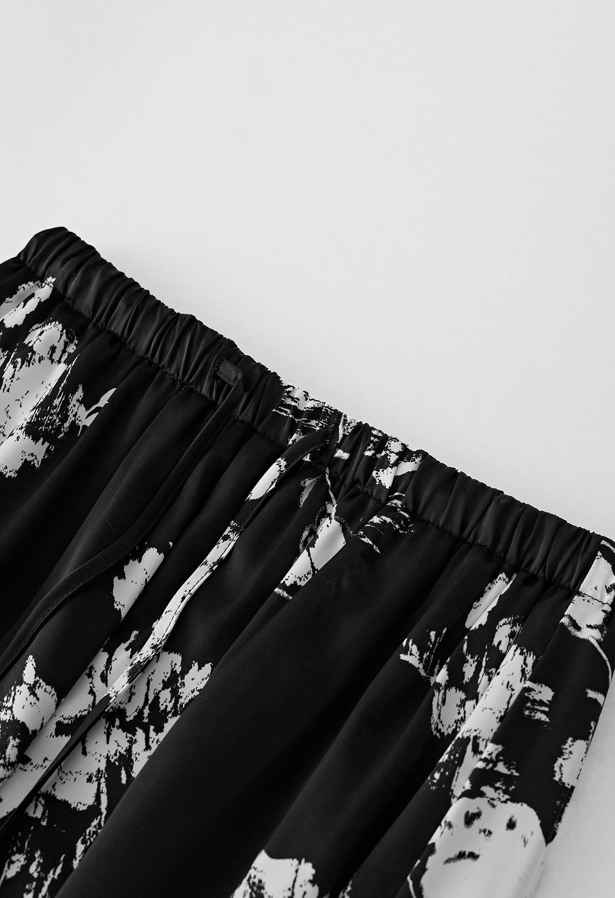 Elastic Drawstring Waist Floral Satin Maxi Skirt - Retro, Indie and ...