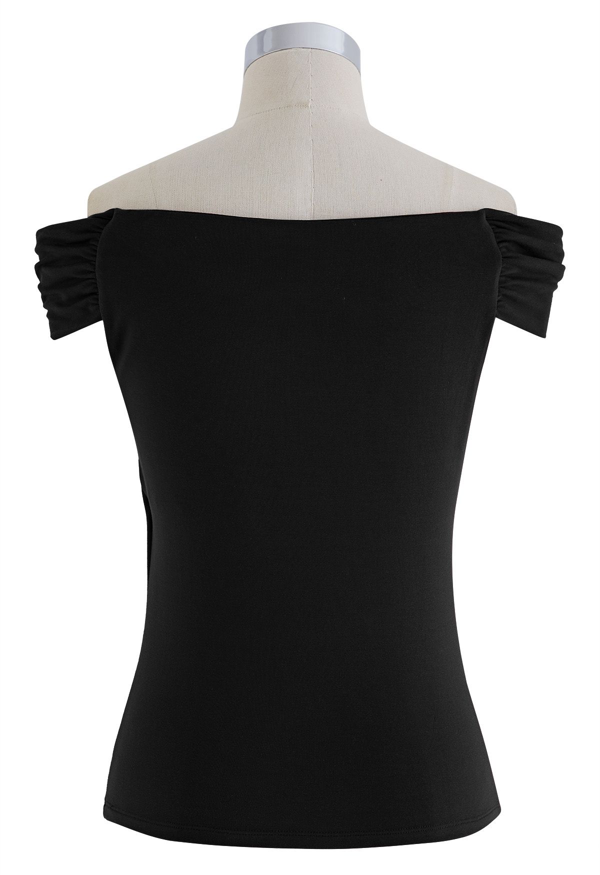 Simple Slanted Off-Shoulder Crop Top in Black