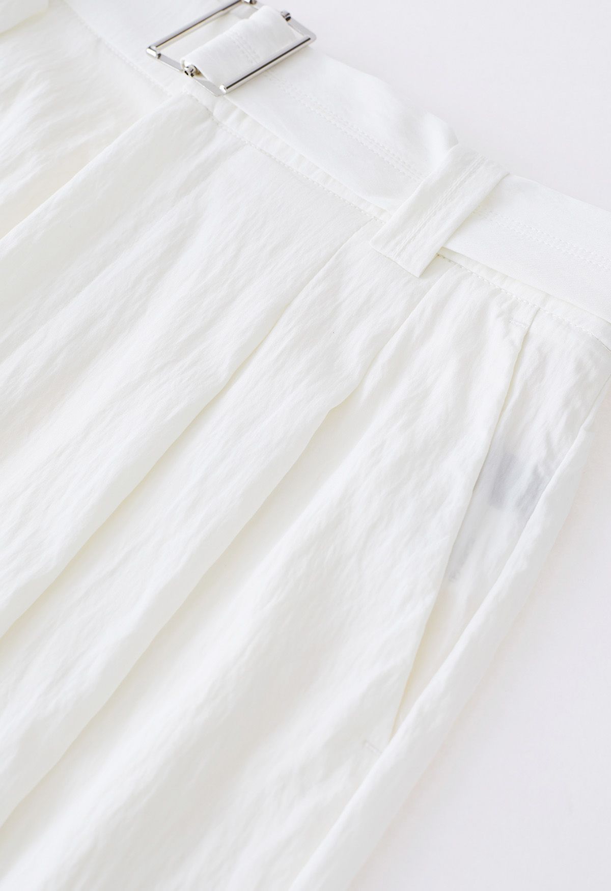 Drape Belt Side Pocket Straight-Leg Pants in White