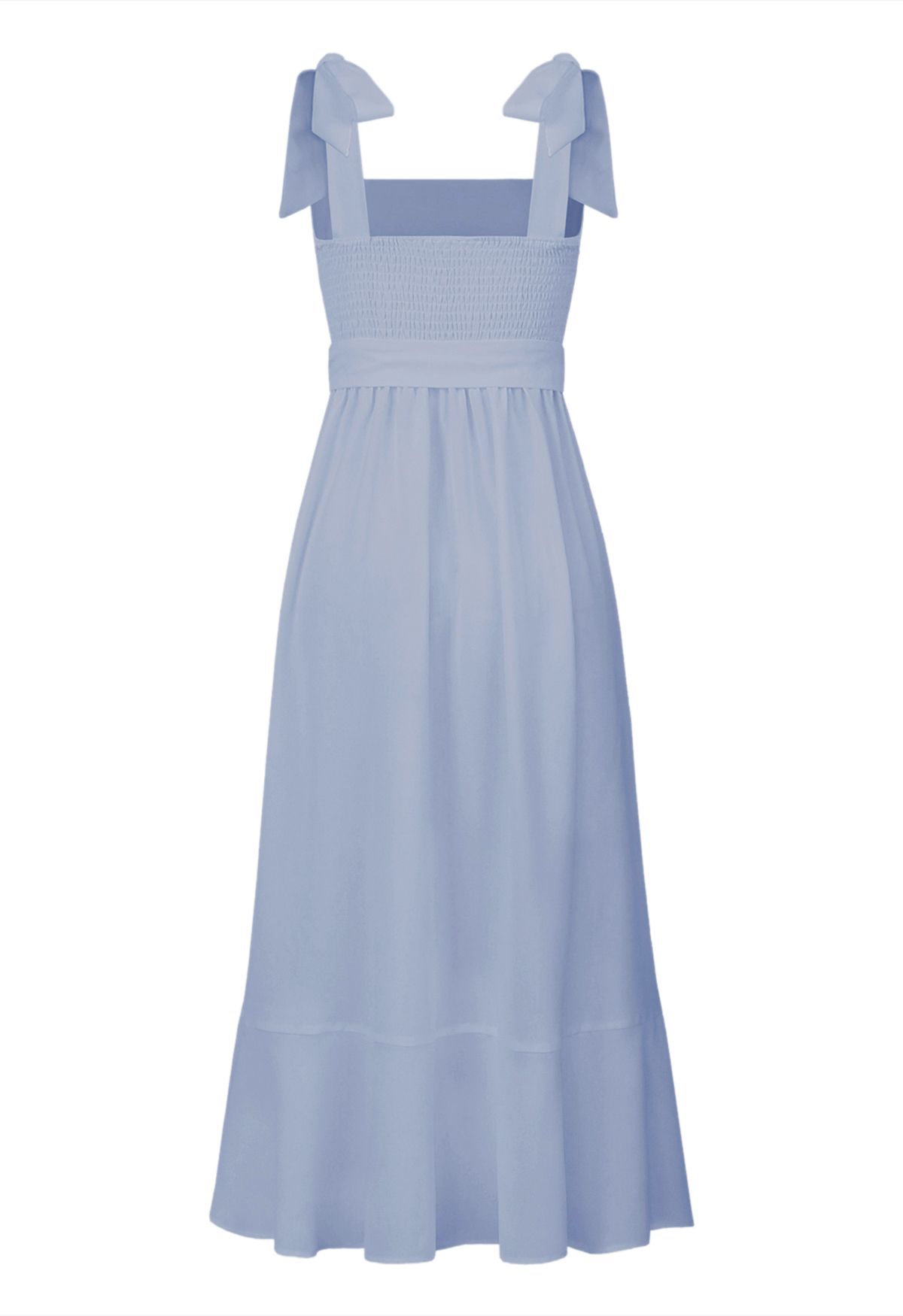 Ruffle Hem Tie-Shoulder Cami Dress in Dusty Blue - Retro, Indie and ...