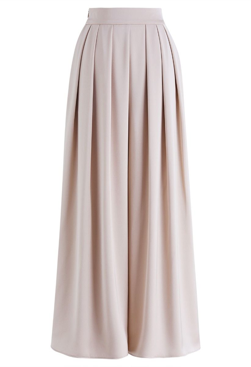 Fanciful Pleats Wide-Leg Pants in Blush - Retro, Indie and Unique Fashion