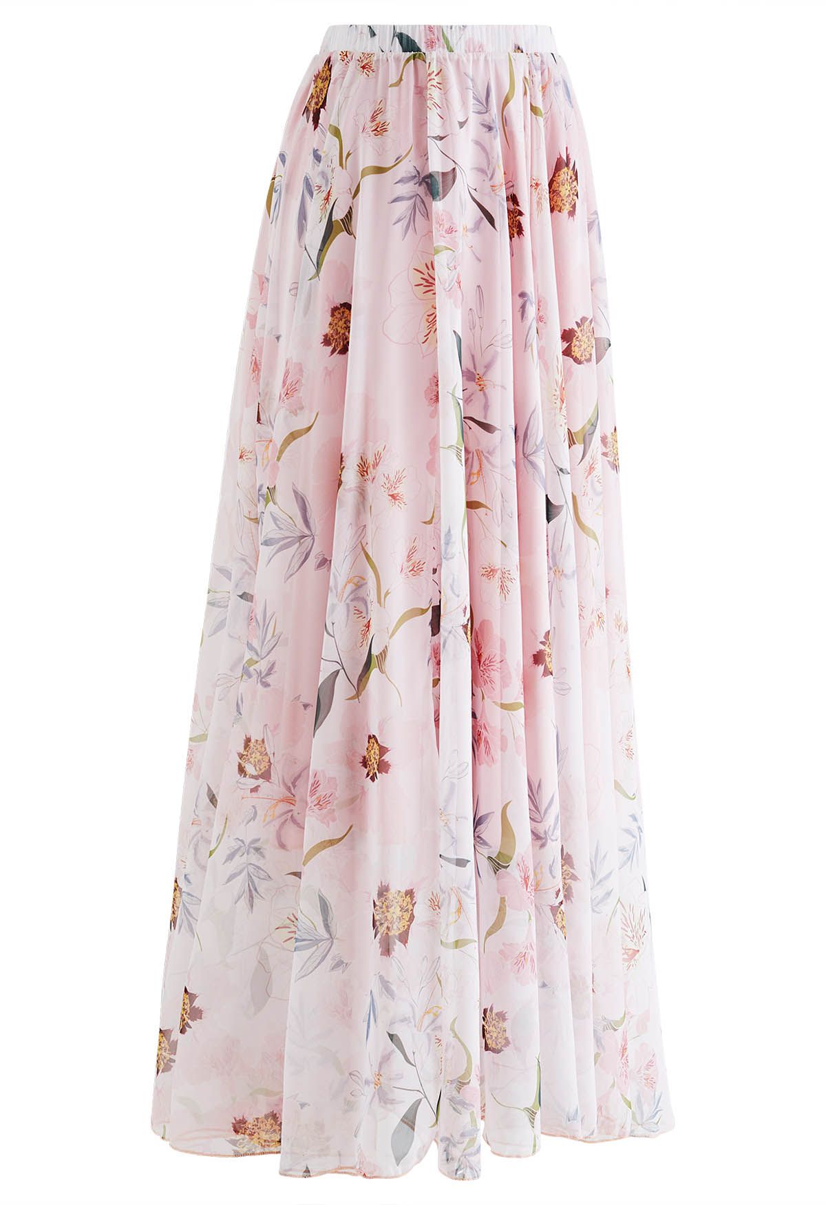 Blushing Blooms Chiffon Maxi Skirt - Retro, Indie and Unique Fashion