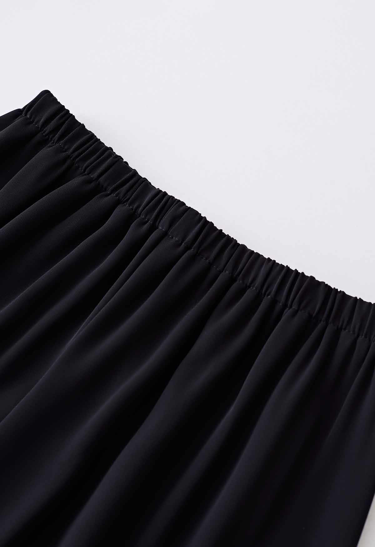 Smooth Satin Pull-On Pants in Black - Retro, Indie and Unique Fashion