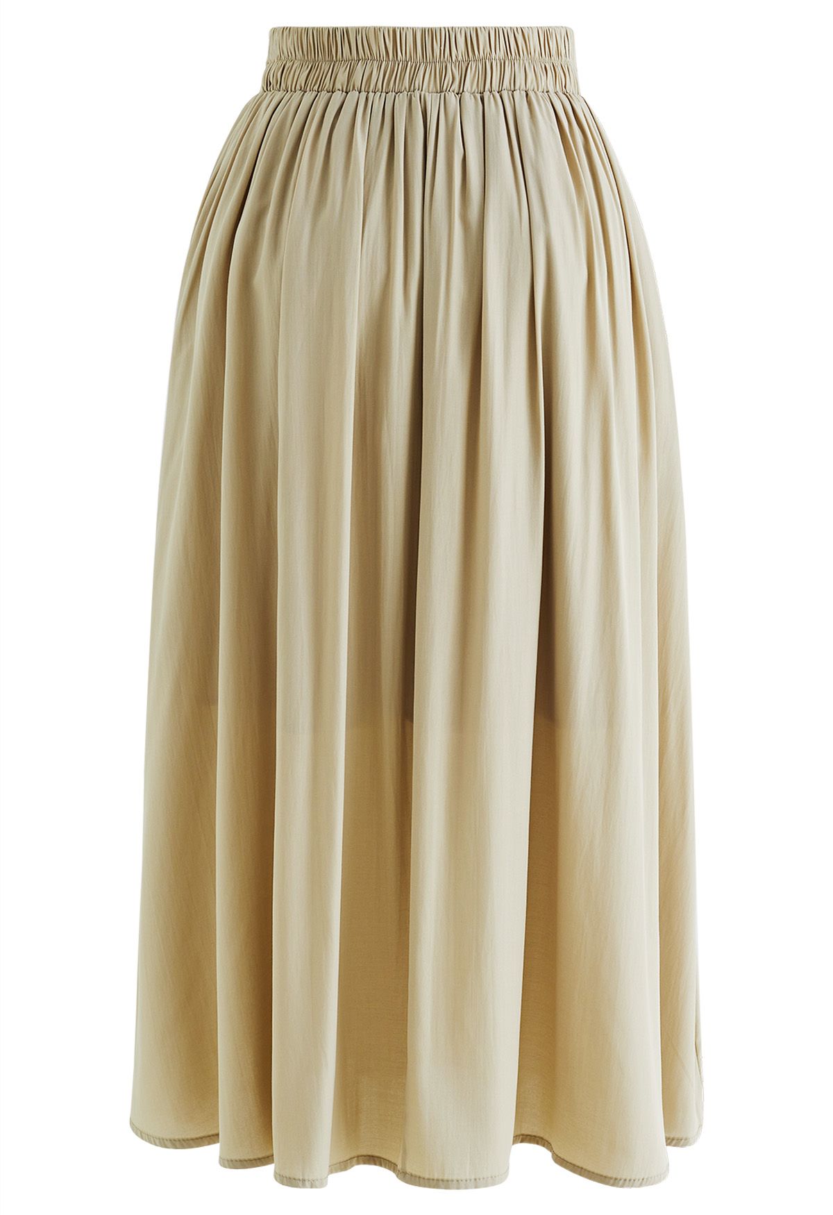 Cross Waist Side Pockets Midi Skirt in Sand - Retro, Indie and Unique ...
