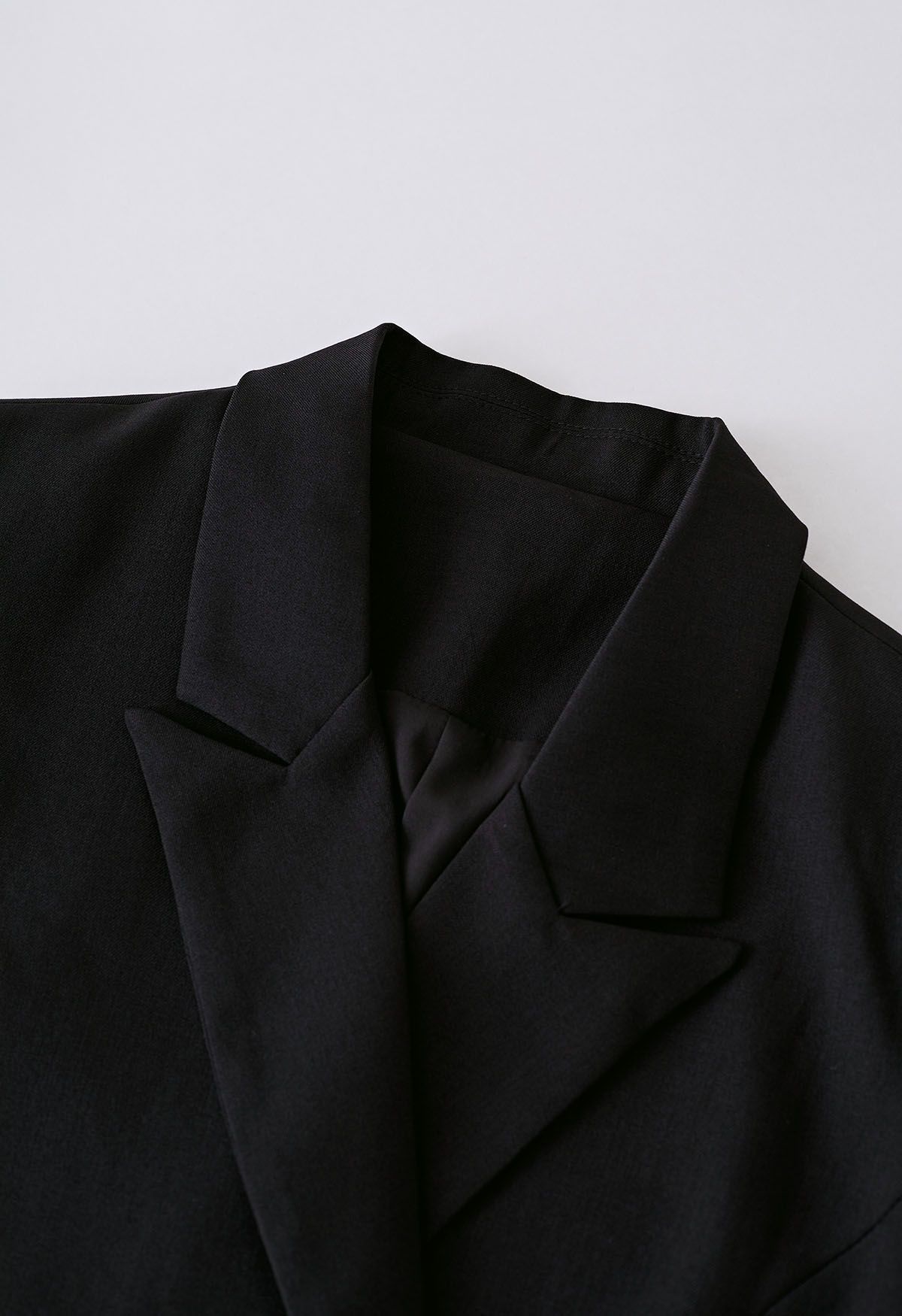 Peak Lapel Buttoned Wrap Blazer Dress in Black - Retro, Indie and ...