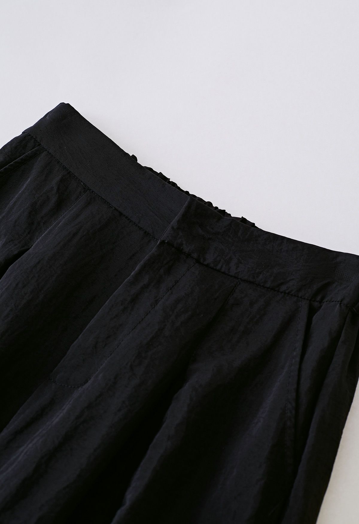 V-Neck Short-Sleeve Blazer and Wide-Leg Pants Set in Black