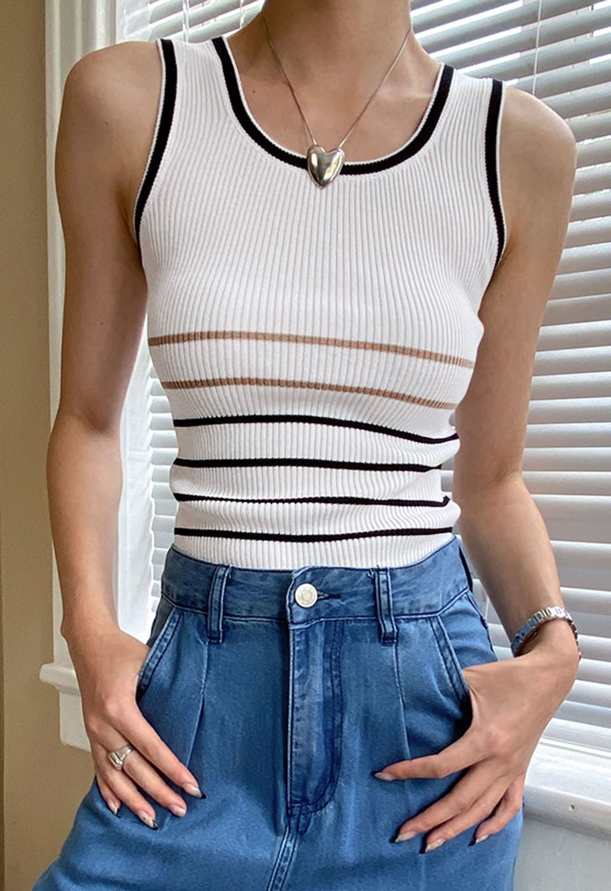 Ribbed Striped Tank Top