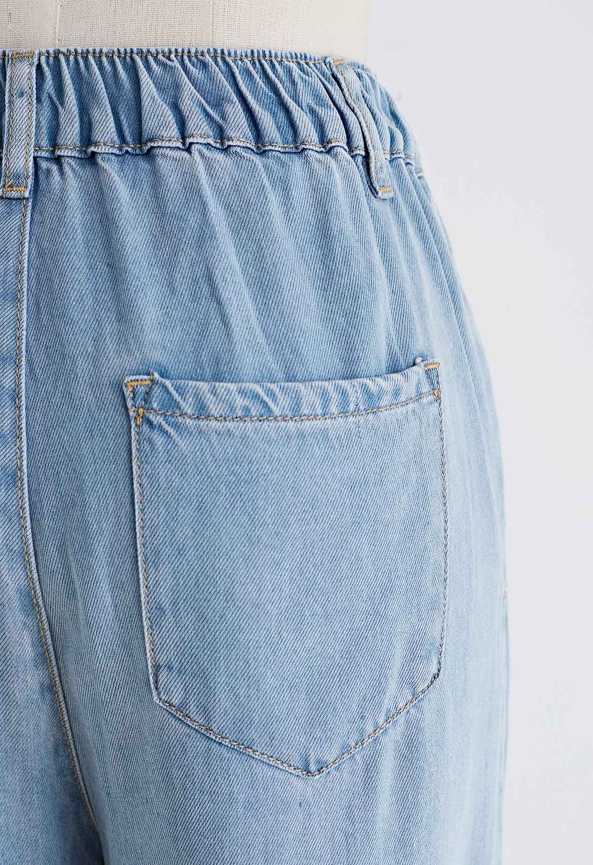 Light Wash Blue Pleated Jeans - Retro, Indie and Unique Fashion