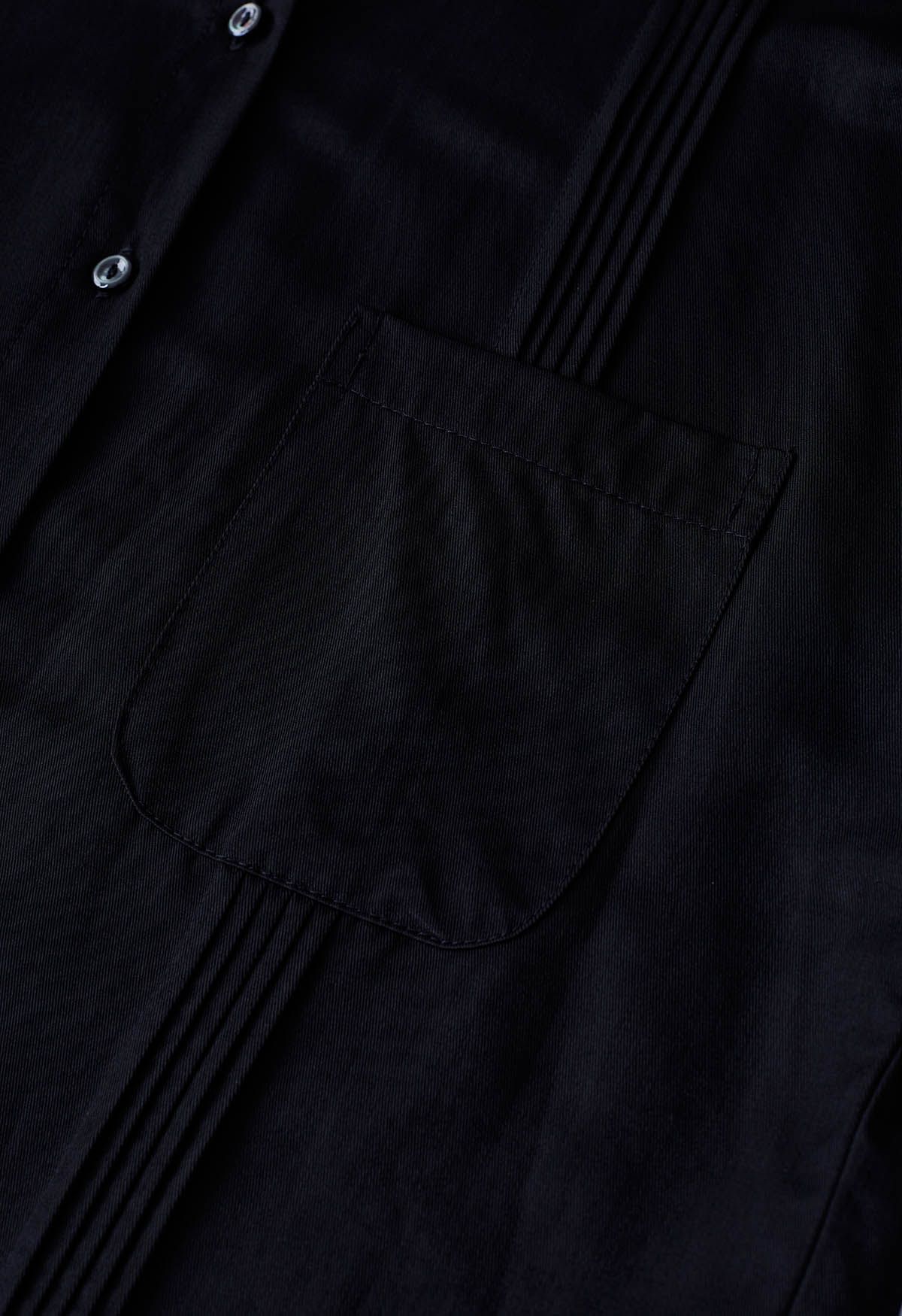 Sleek Pintuck Detail Button Down Shirt in Black - Retro, Indie and ...