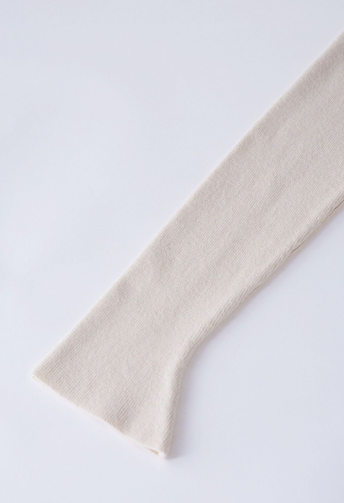Notch Neckline Fitted Knit Top in Cream