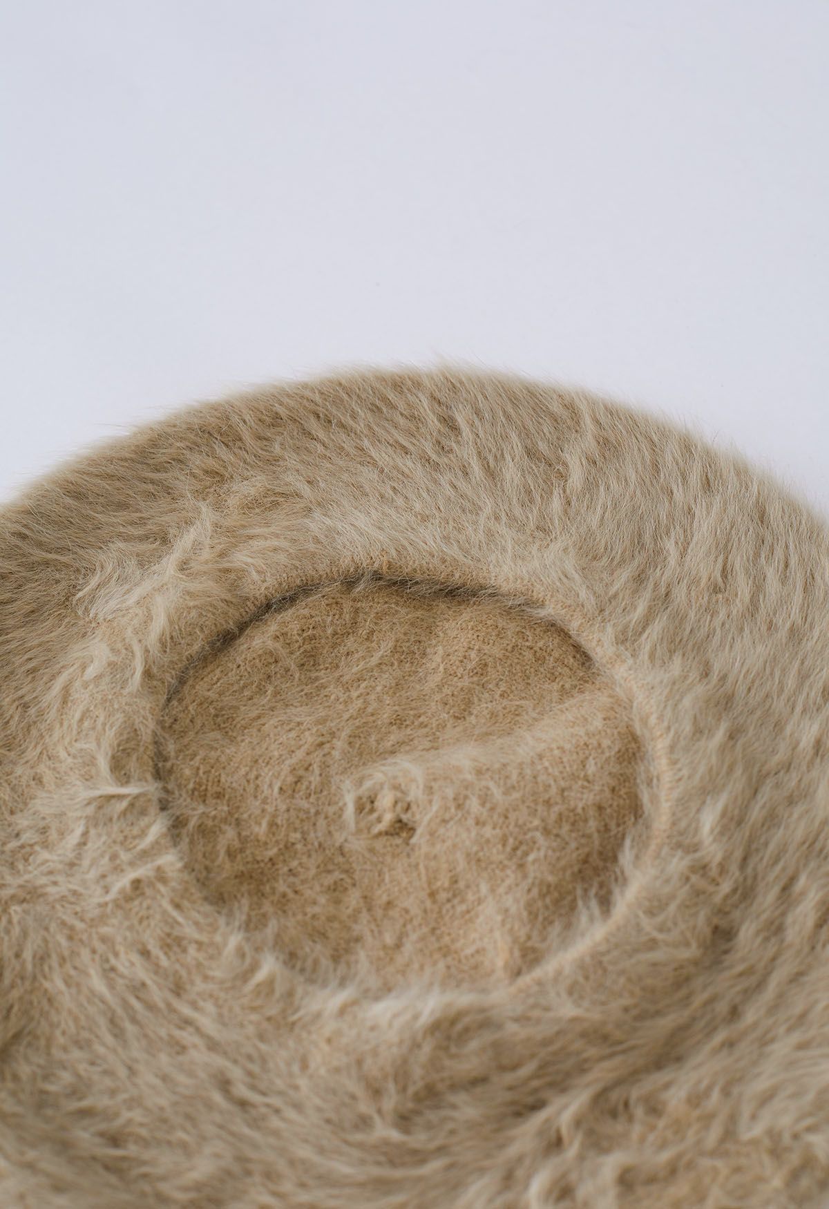 Pure Color Ultra-Soft Fuzzy Beret in Khaki