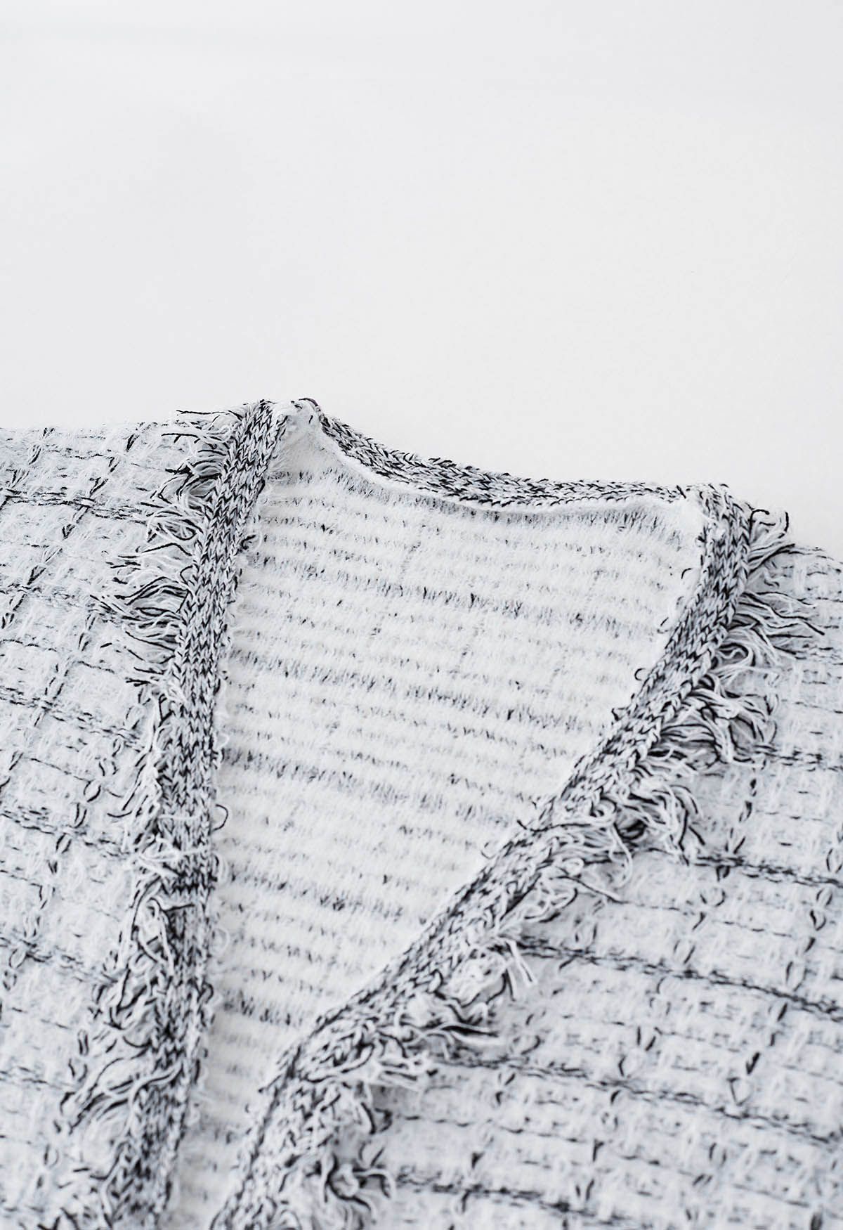 Black Grid Pattern Longline Knit Cardigan