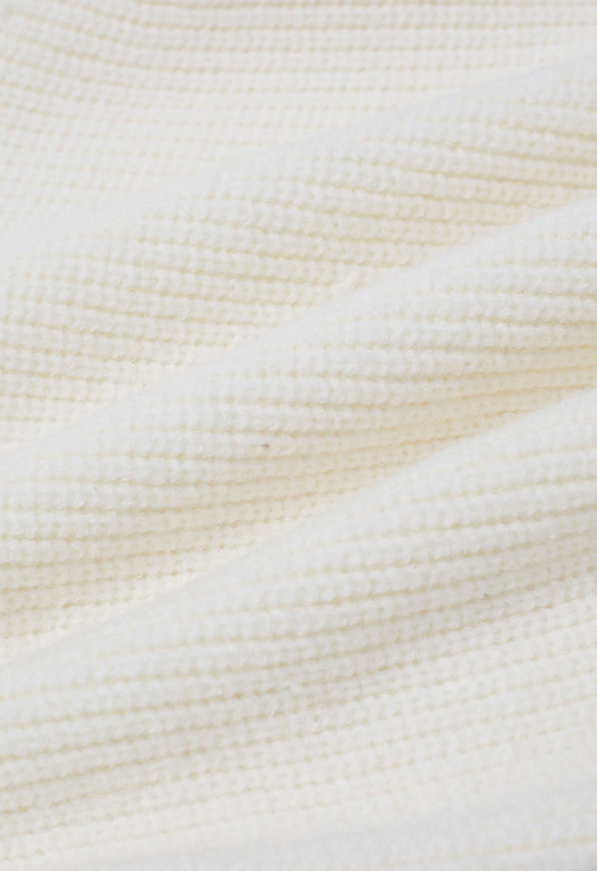 Mock Neck Short Sleeve Knit Sweater in White