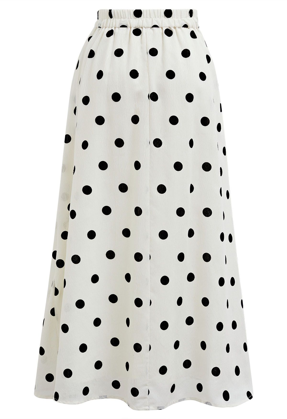 Texture Polka Dot Printed Pleated Maxi Skirt in Cream - Retro, Indie ...
