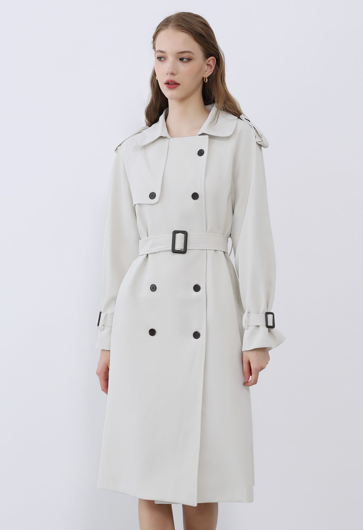Only Curve Belted Short Trench Coat in Black