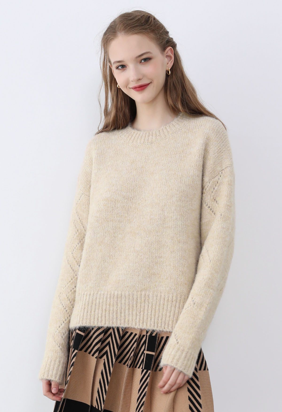 Snug Zigzag Sleeve Knit Sweater - Retro, Indie and Unique Fashion