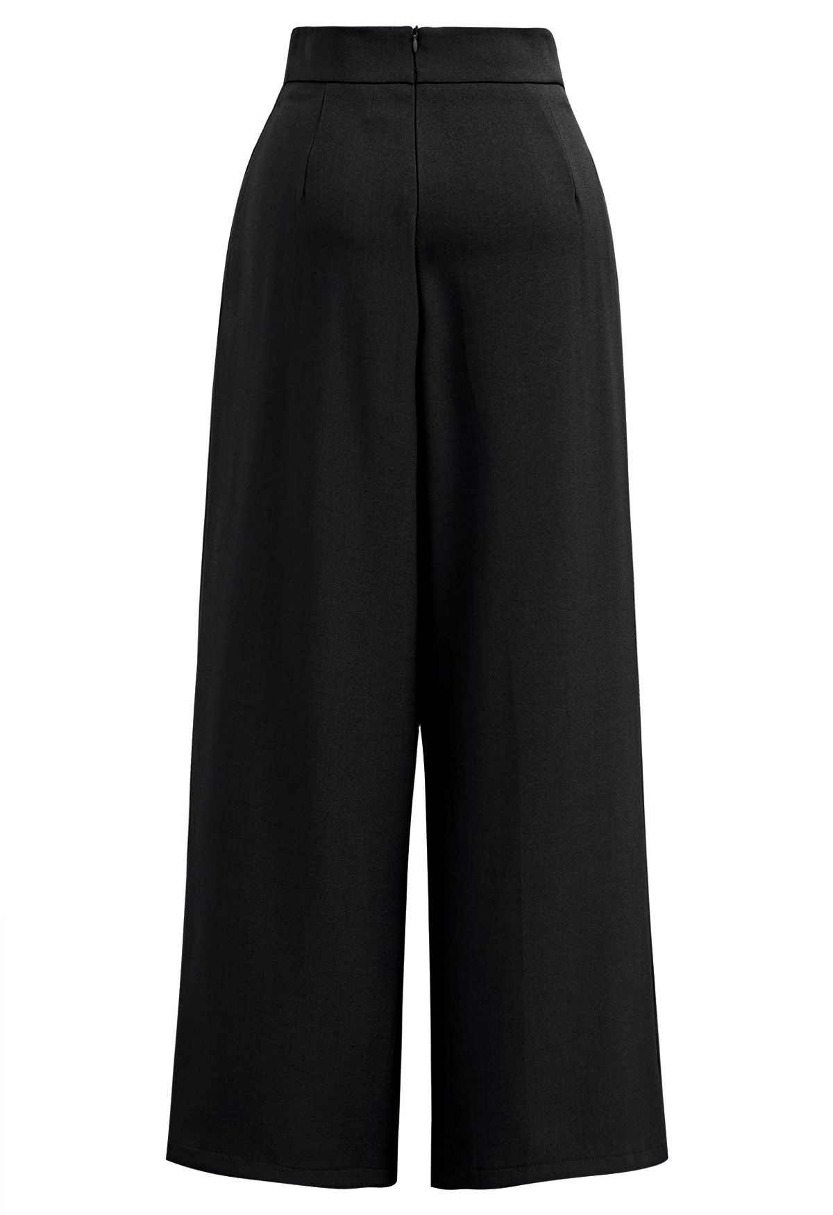 Cross Waist Pleated Straight-Leg Pants in Black - Retro, Indie and ...