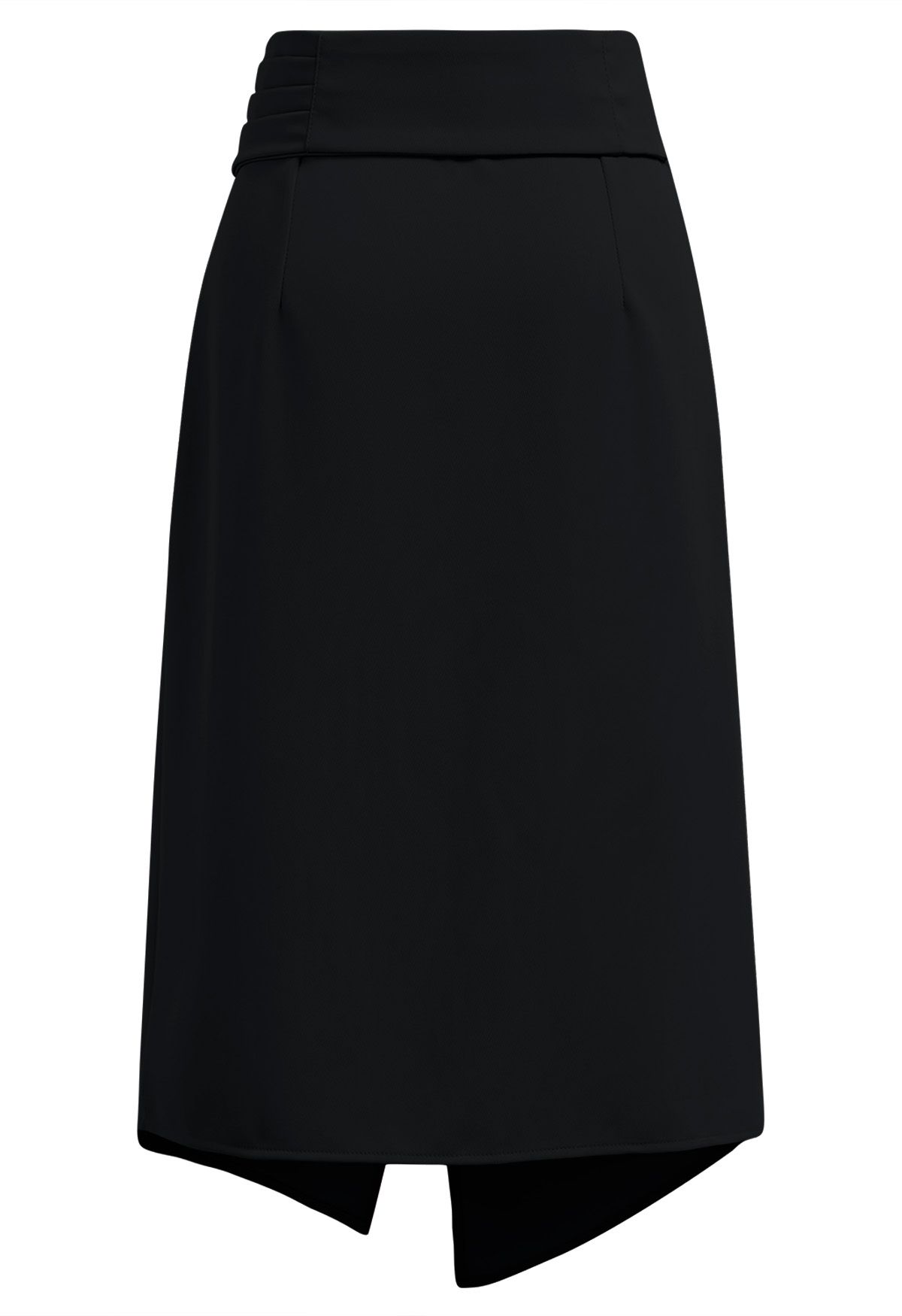 Buttoned Pleats Irregular Flap Midi Skirt in Black - Retro, Indie and ...