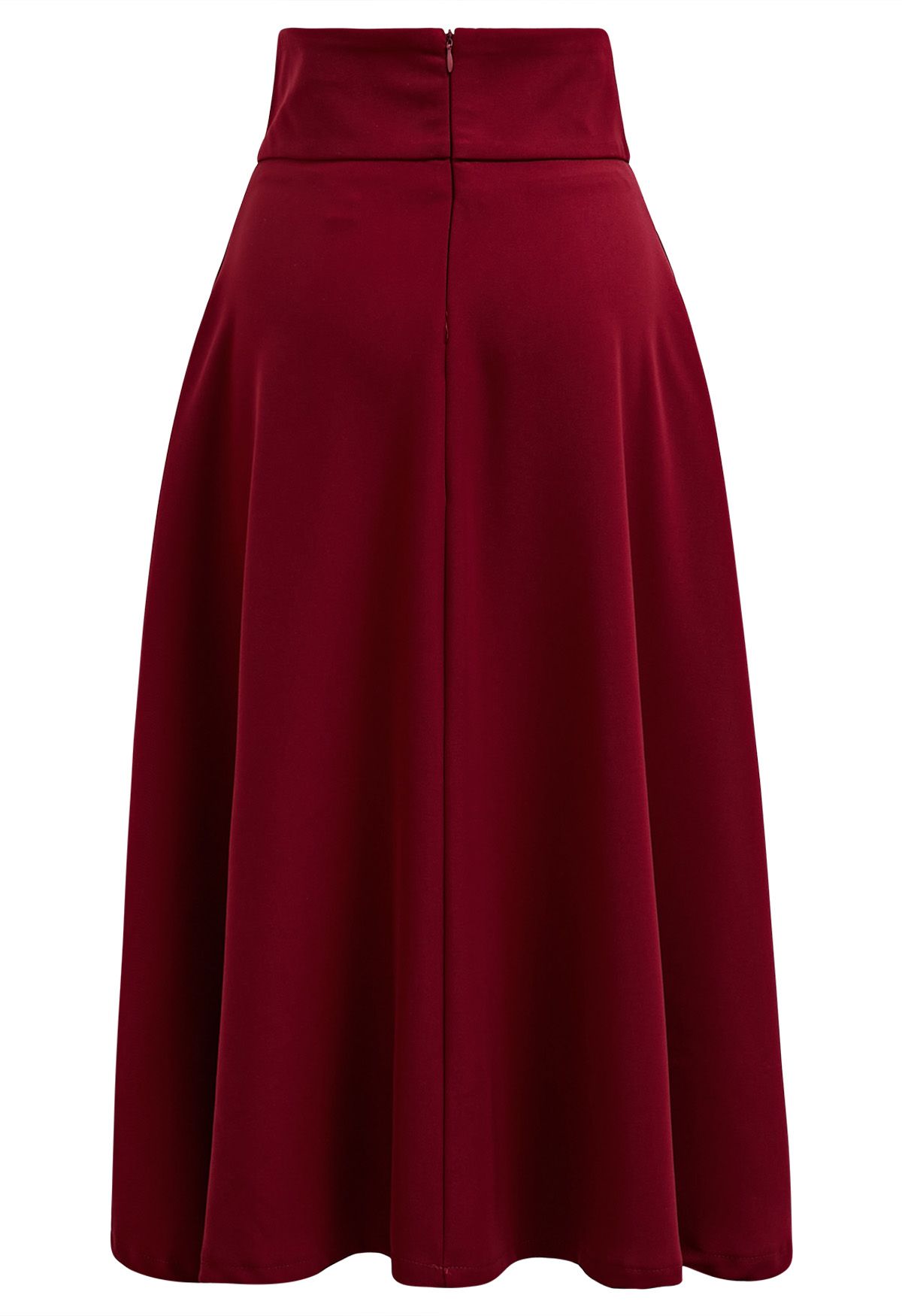 Belt Embellished High Waist Pleated Midi Skirt in Red - Retro, Indie ...