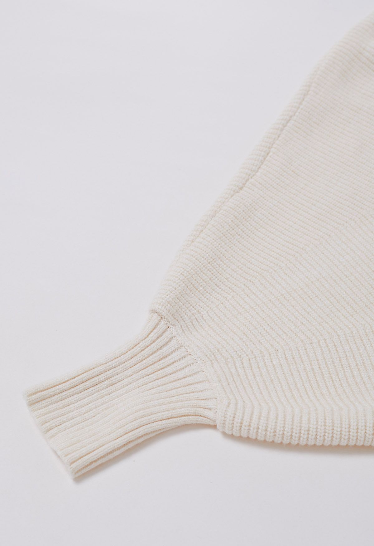 Batwing Sleeves Open Front Knit Cardigan in Ivory