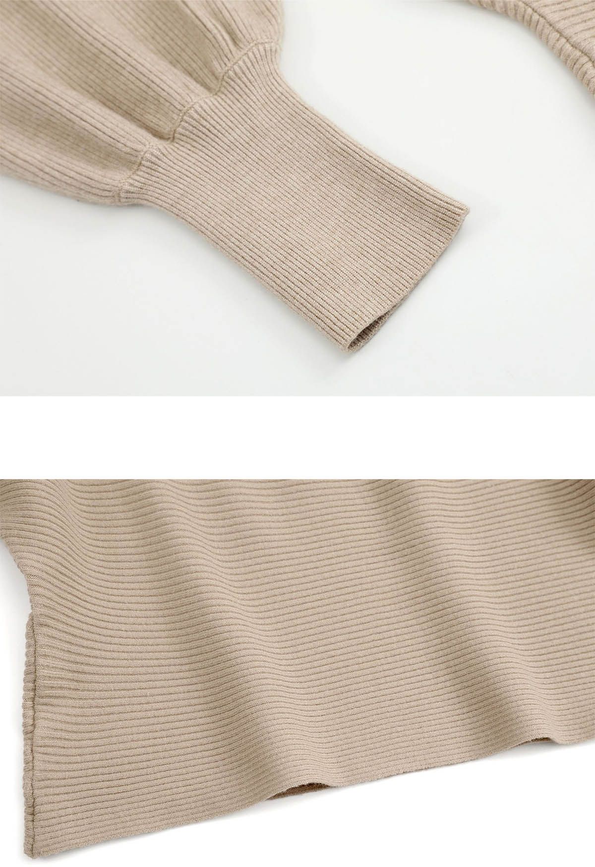 V-Neck Batwing Sleeves Pullover Knit Sweater in Camel