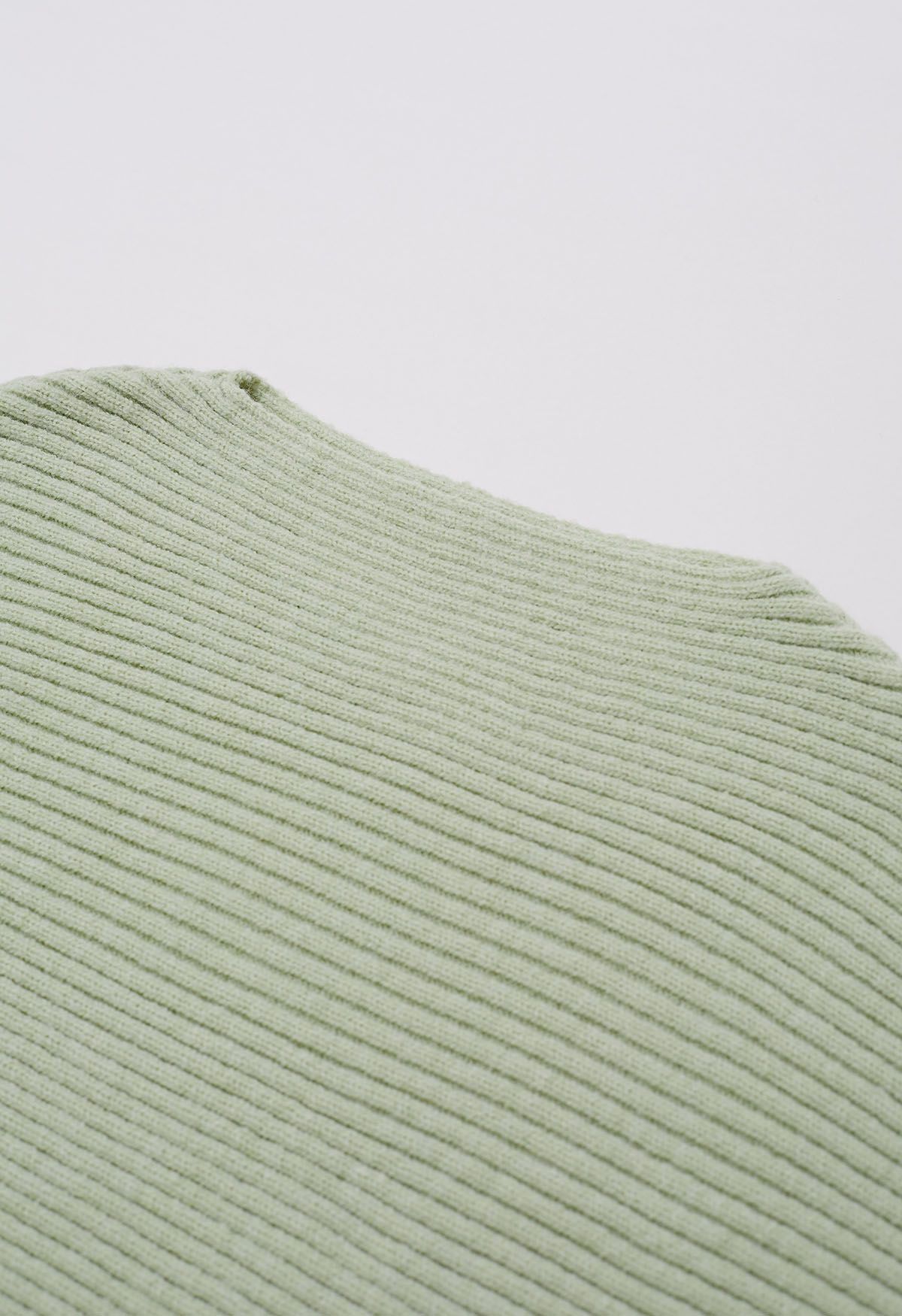 Dramatic Batwing Sleeve Ribbed Knit Sweater in Pistachio