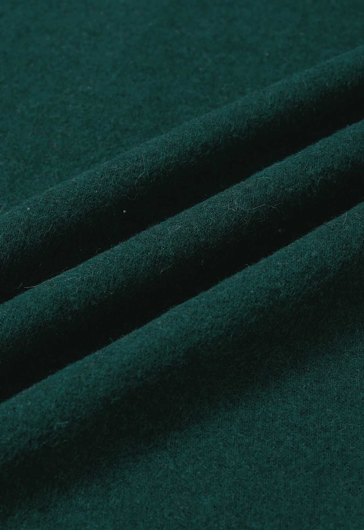 Self-Tie Bowknot Faux Fur Poncho in Dark Green