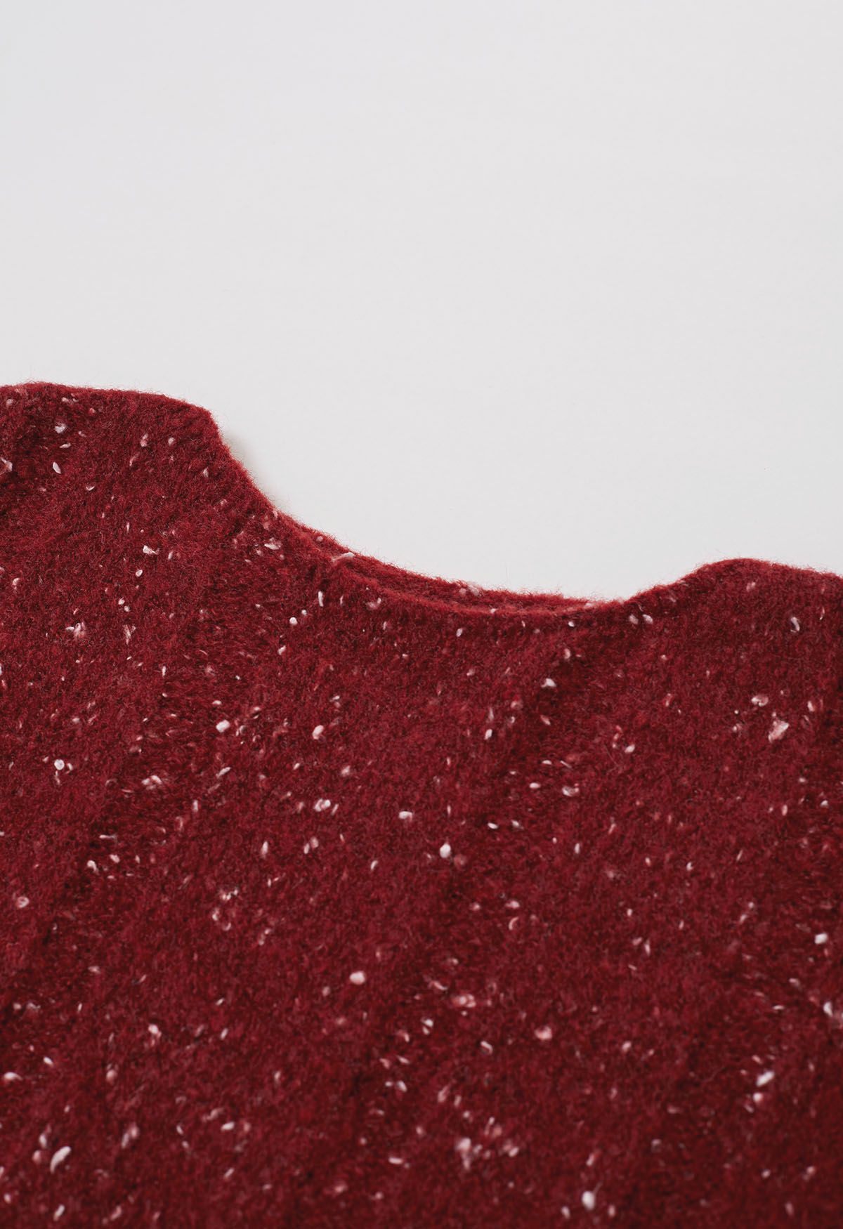 Cozy Drop Shoulder Mixed Knit Sweater in Burgundy