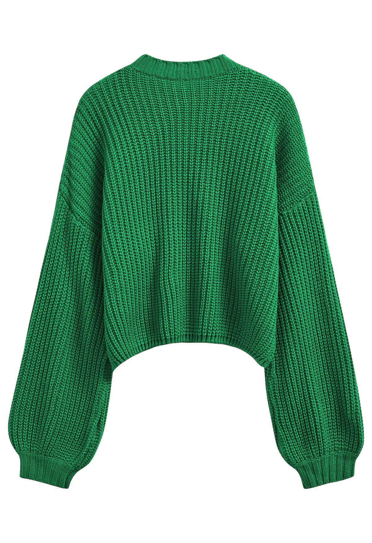 Gingerbread Man Patch Ribbed Sweater in Green - Retro, Indie and Unique ...