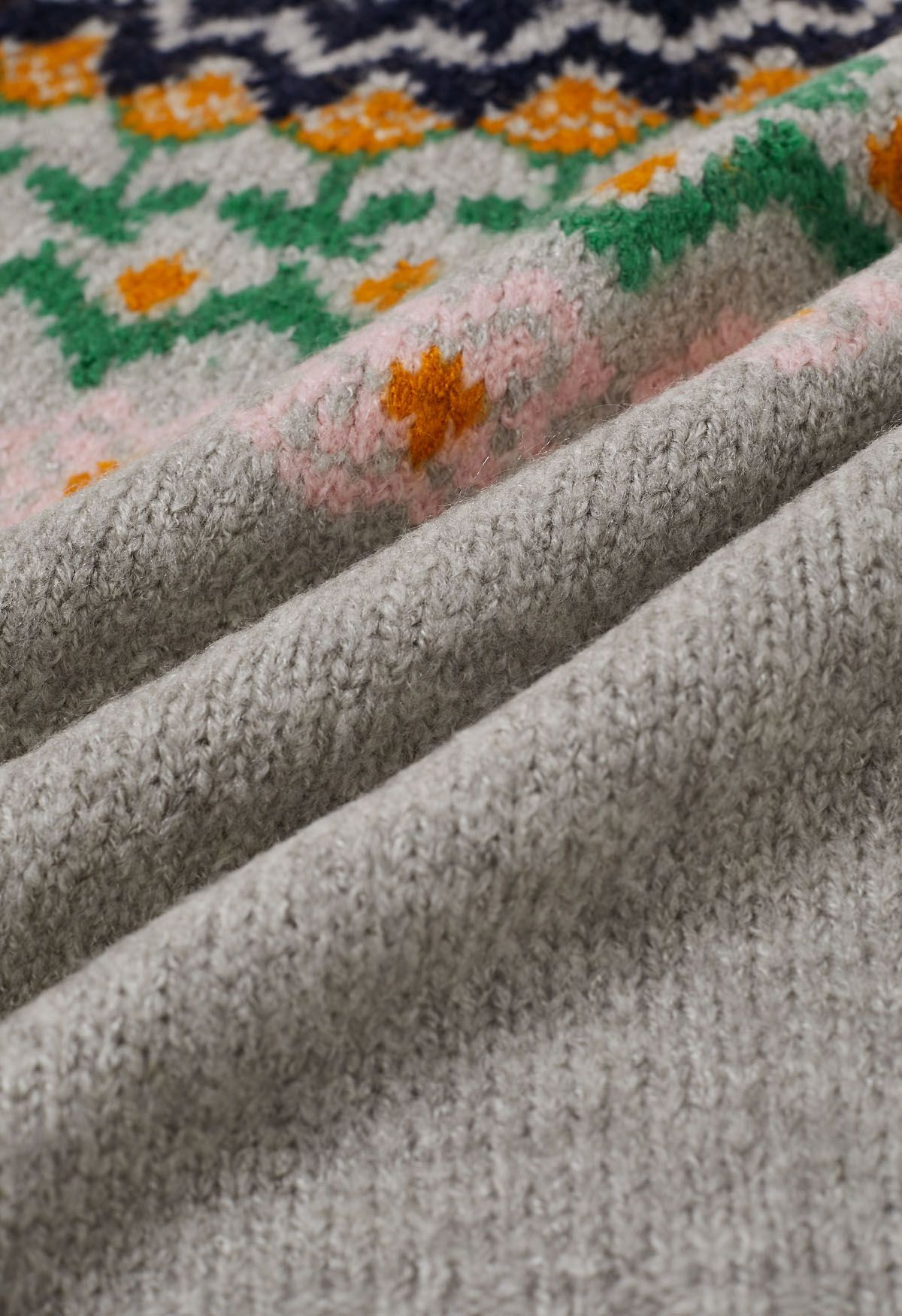 Fair Isle Multicolor Floral Knit Sweater
