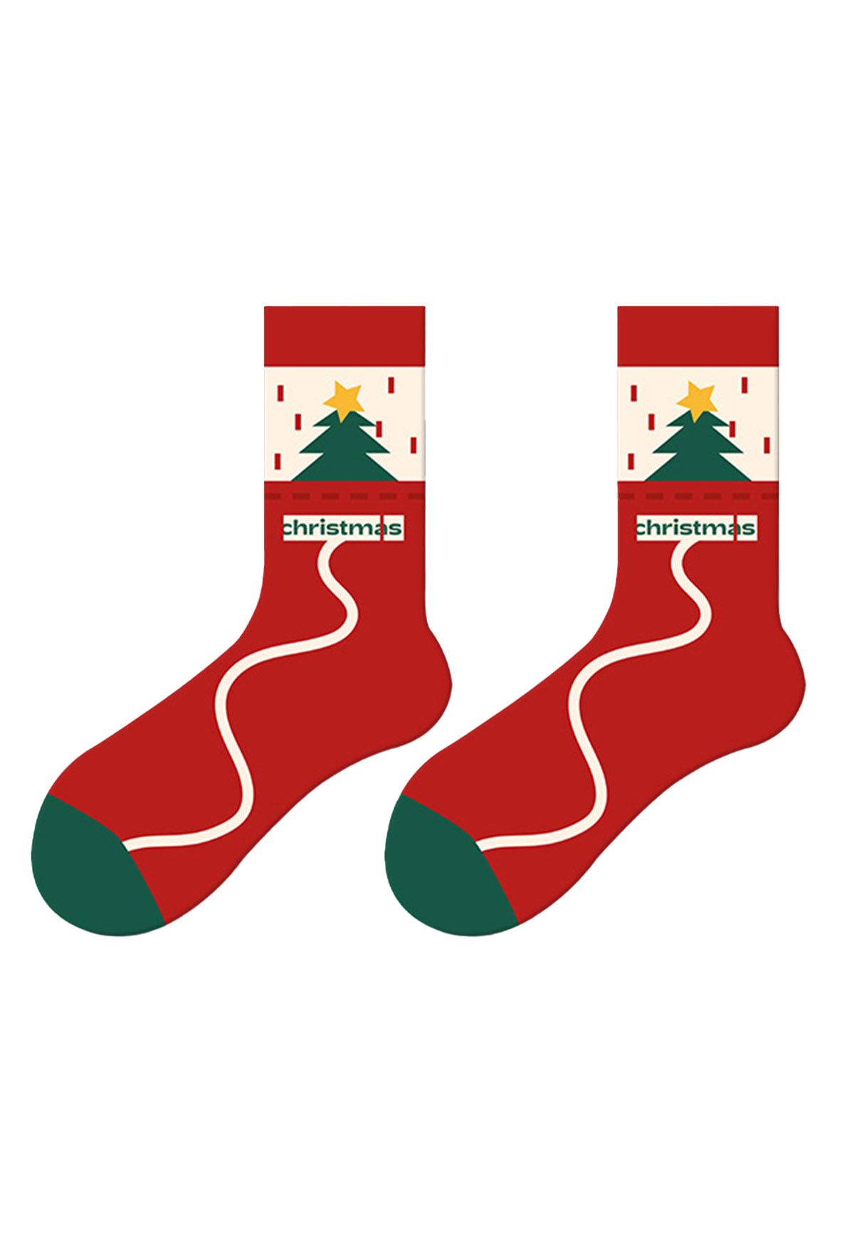 Merry Christmas Crew Socks in Red - Retro, Indie and Unique Fashion