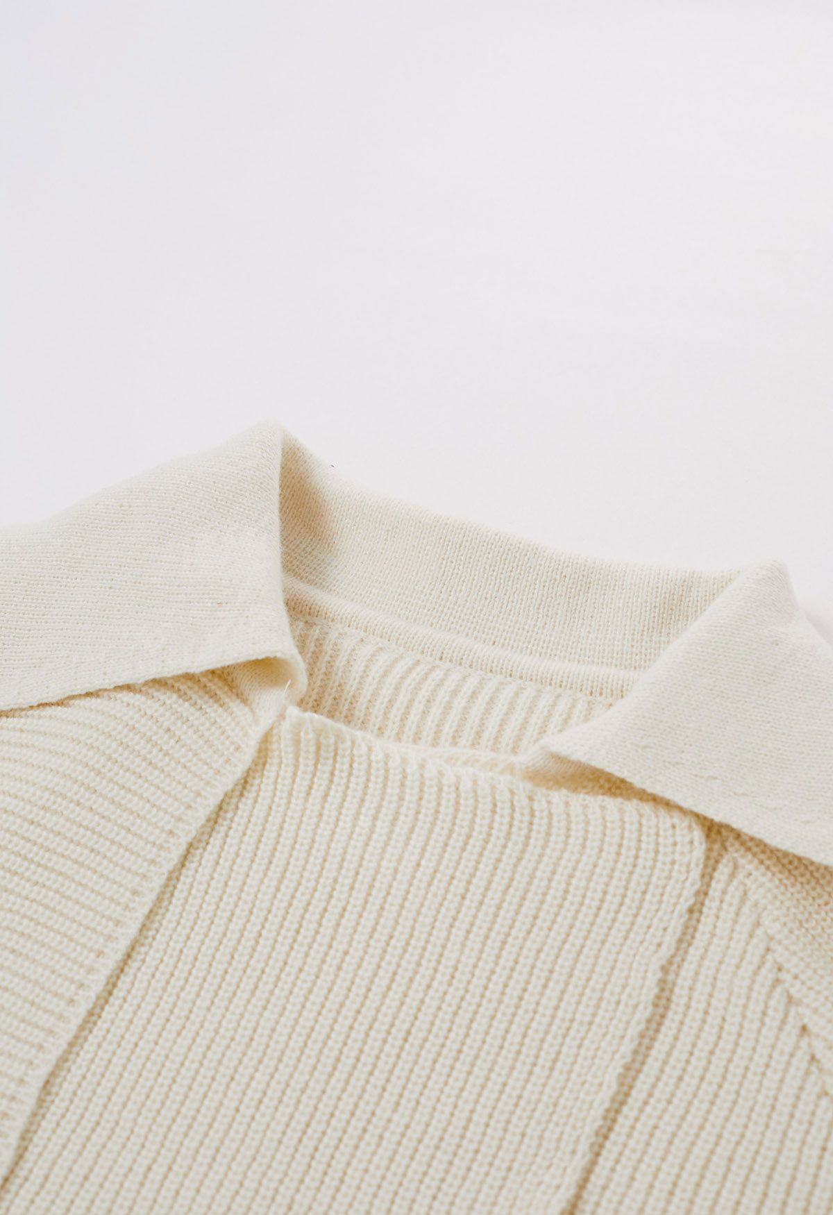 Flap Collar Knitted Crop Cardigan in Cream - Retro, Indie and Unique ...